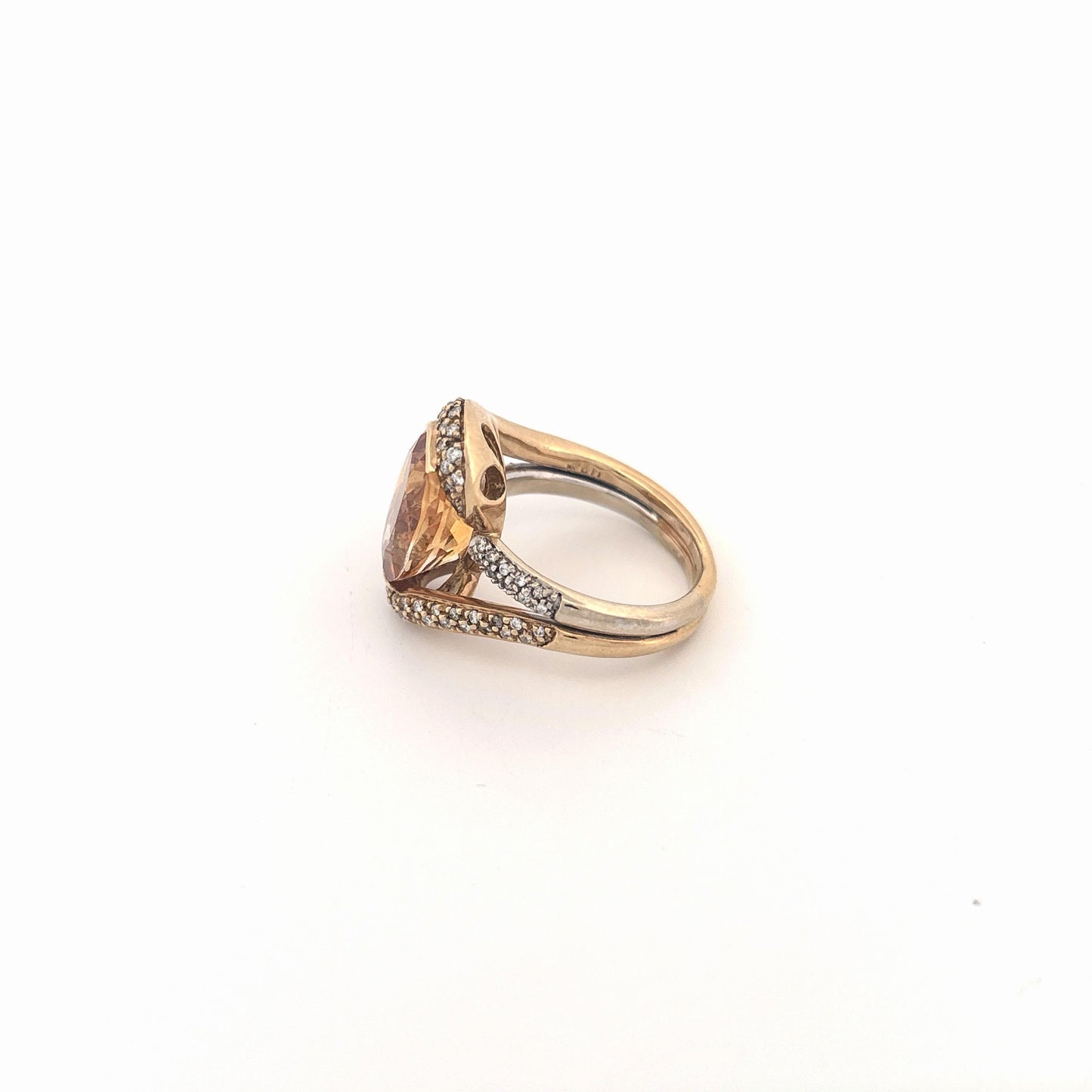 18K Yellow Gold Citrine Diamond Ring