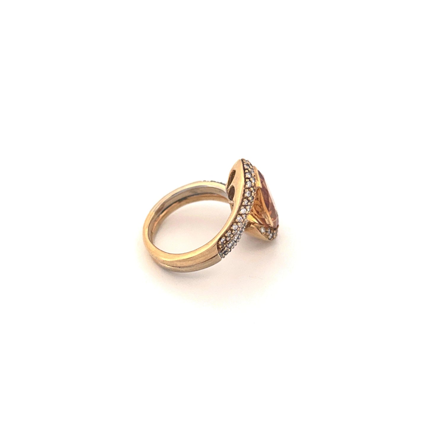 18K Yellow Gold Citrine Diamond Ring