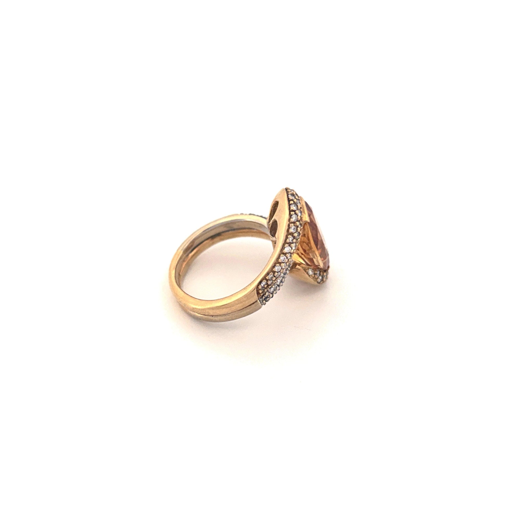 18K Yellow Gold Citrine Diamond Ring