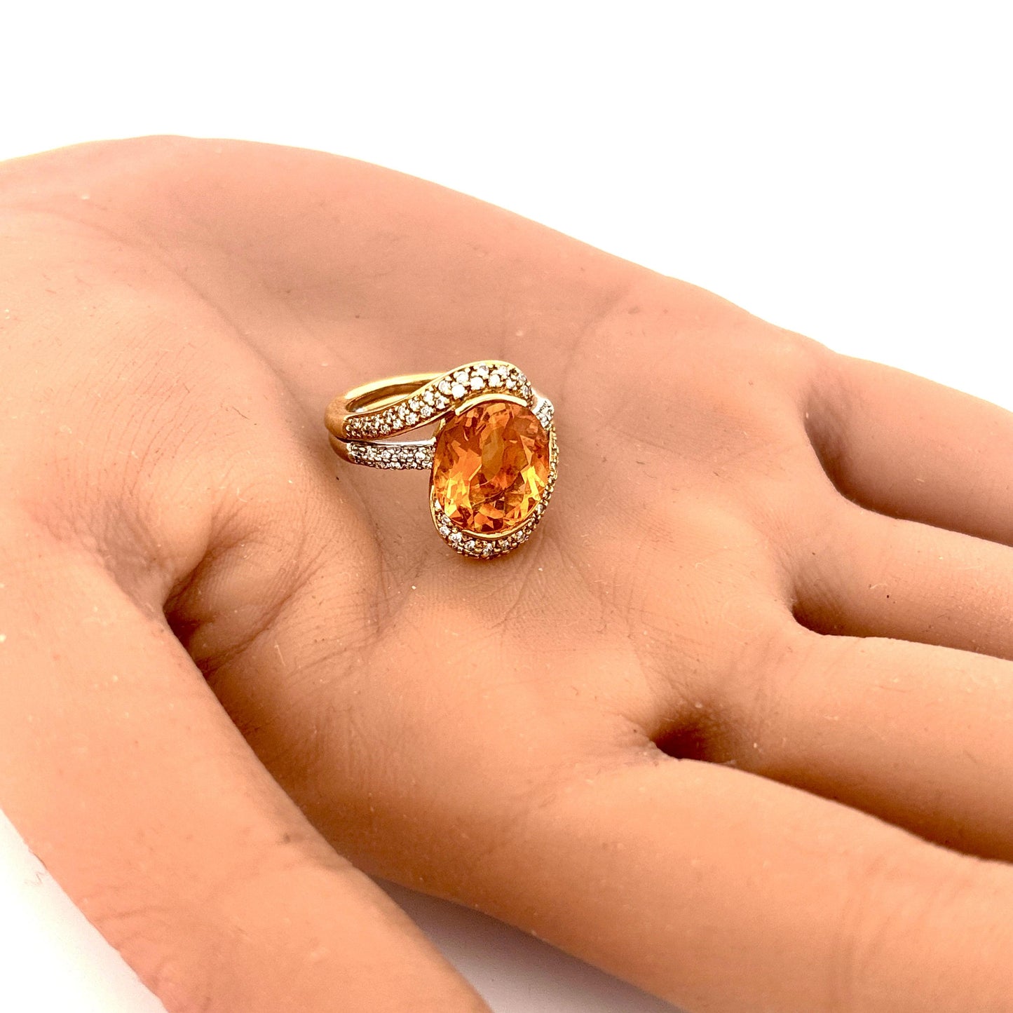 18K Yellow Gold Citrine Diamond Ring