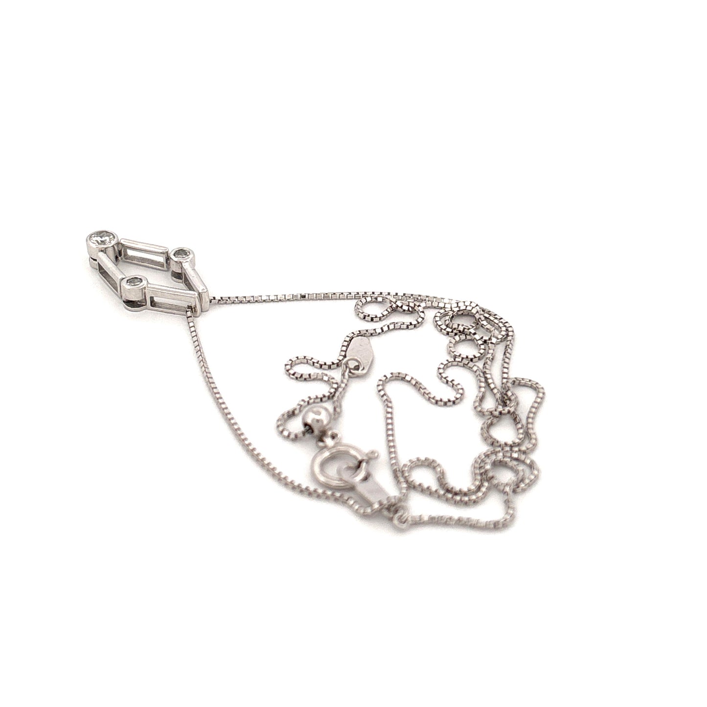 18K WG 0.20CTW Diamond Pendant on 18 Inch Chain