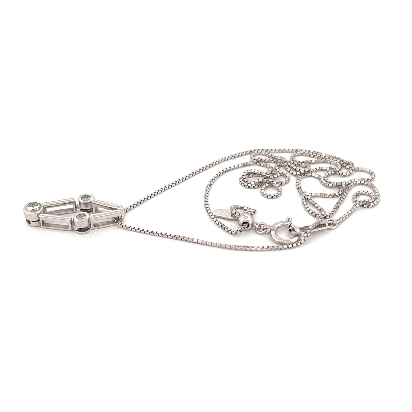 18K WG 0.20CTW Diamond Pendant on 18 Inch Chain