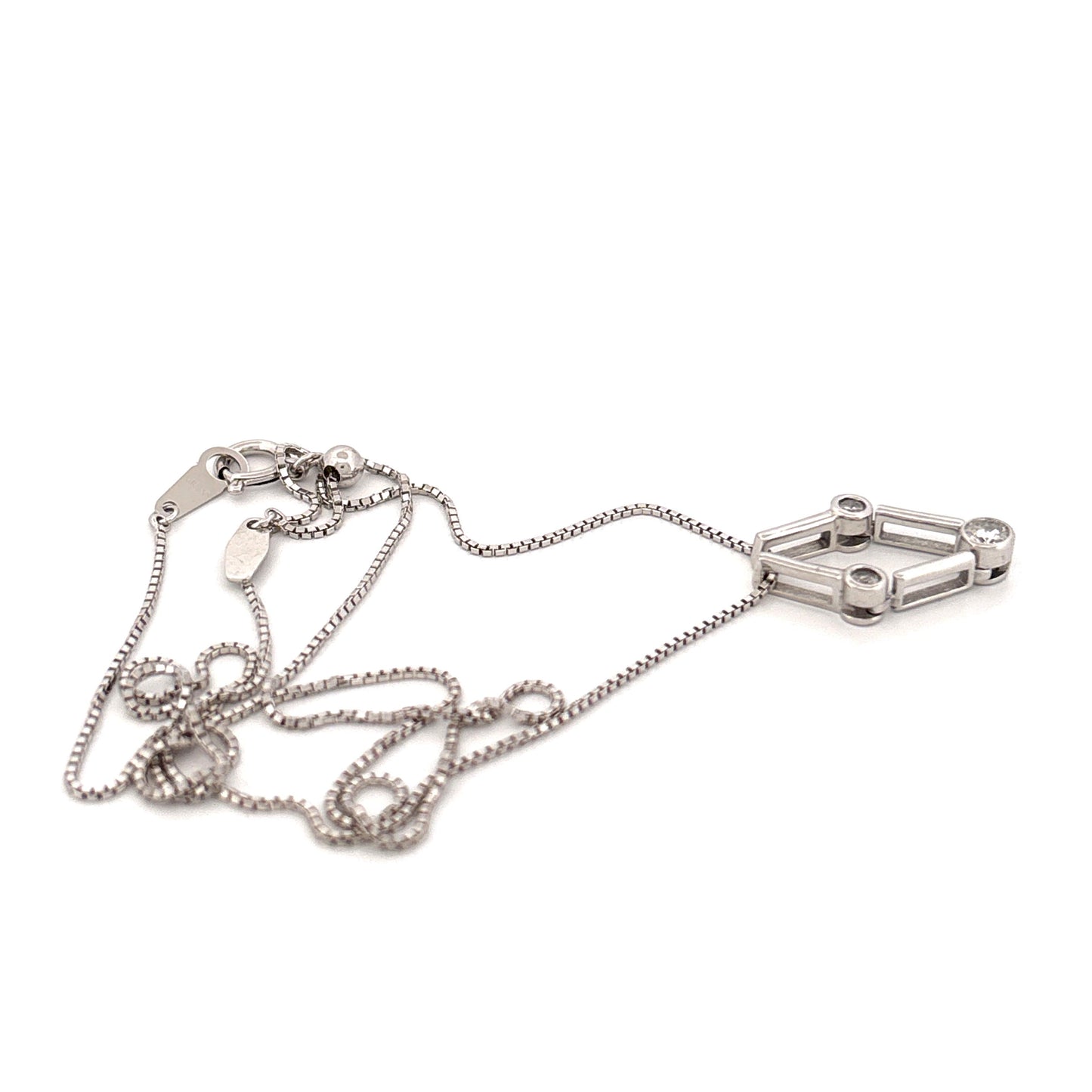 18K WG 0.20CTW Diamond Pendant on 18 Inch Chain