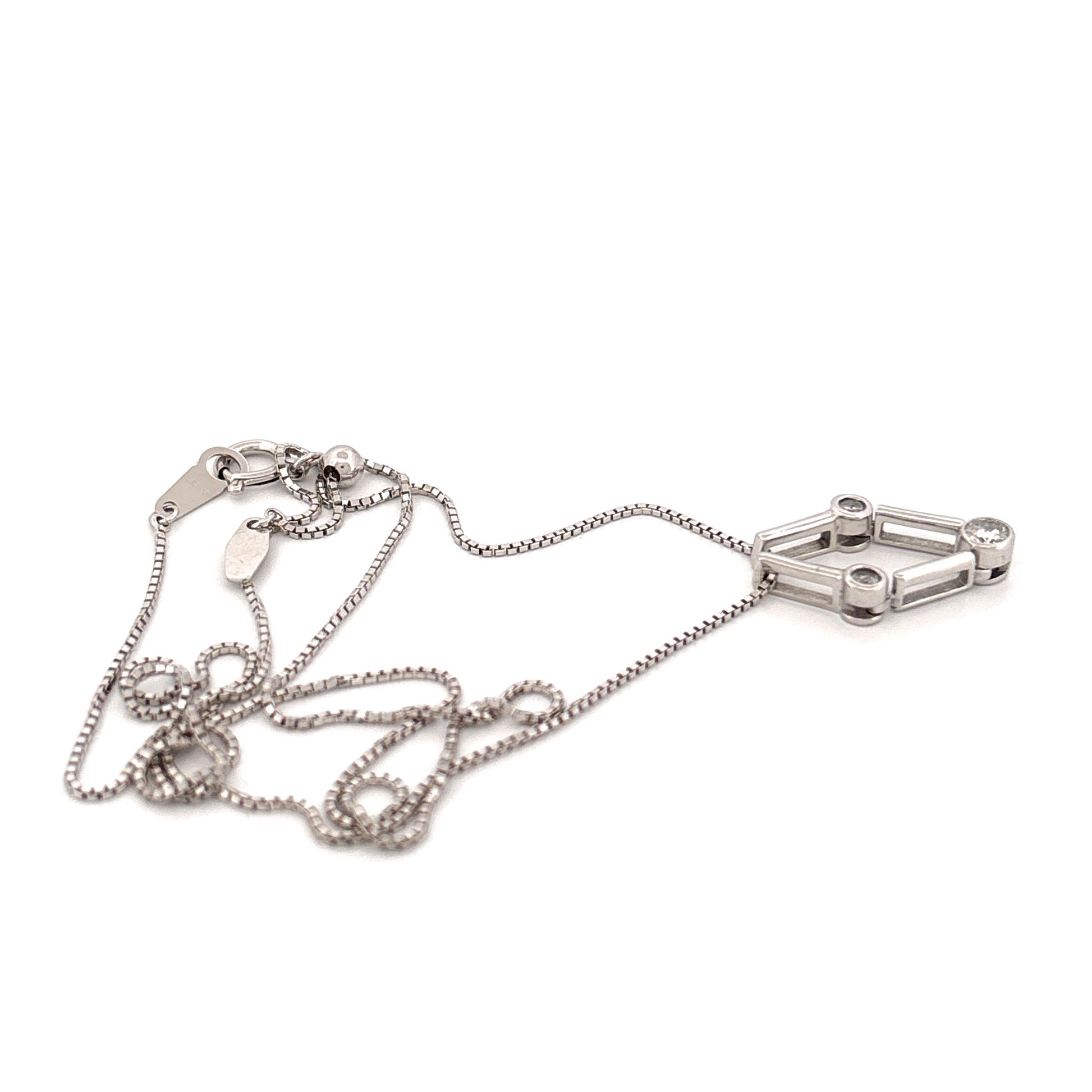 18K WG 0.20CTW Diamond Pendant on 18 Inch Chain