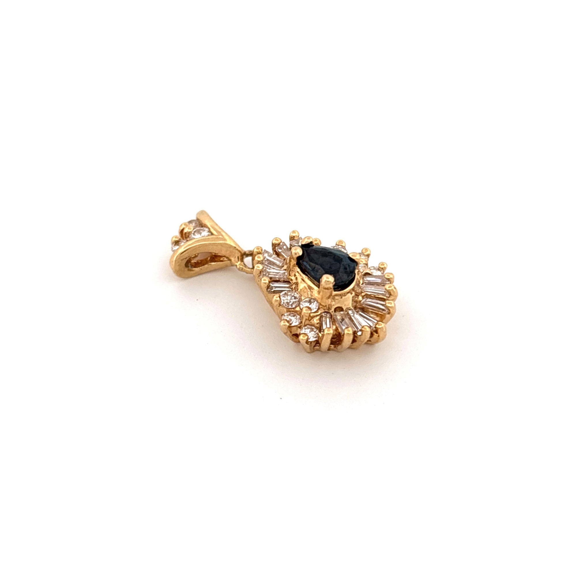 14K YG Sapphire & Diamond Pendant