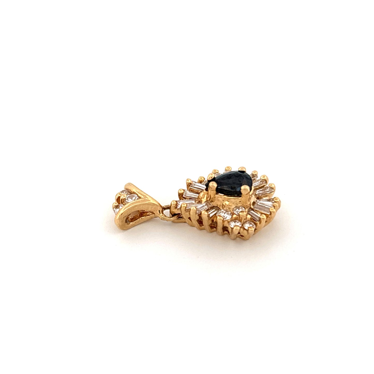 14K YG Sapphire & Diamond Pendant