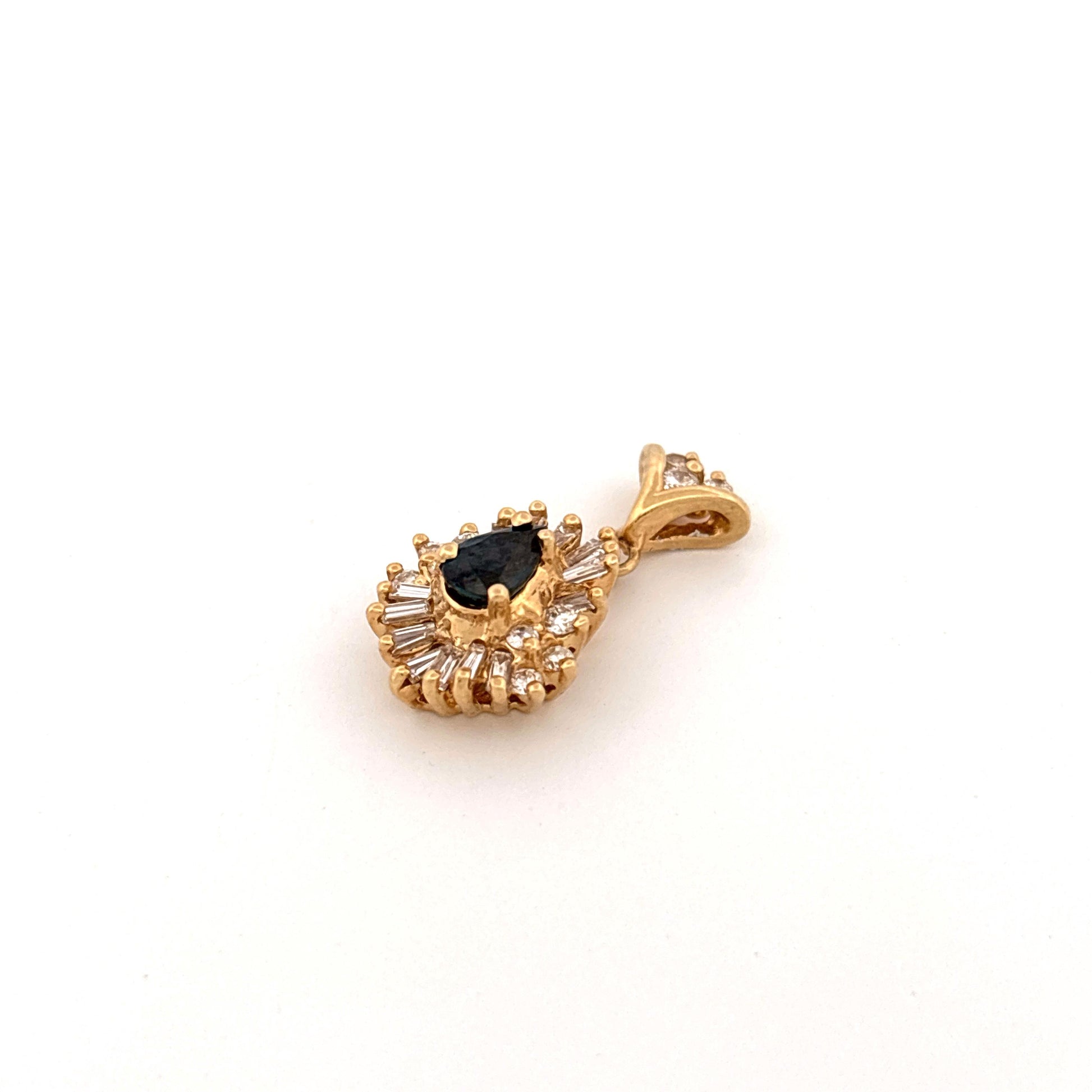 14K YG Sapphire & Diamond Pendant
