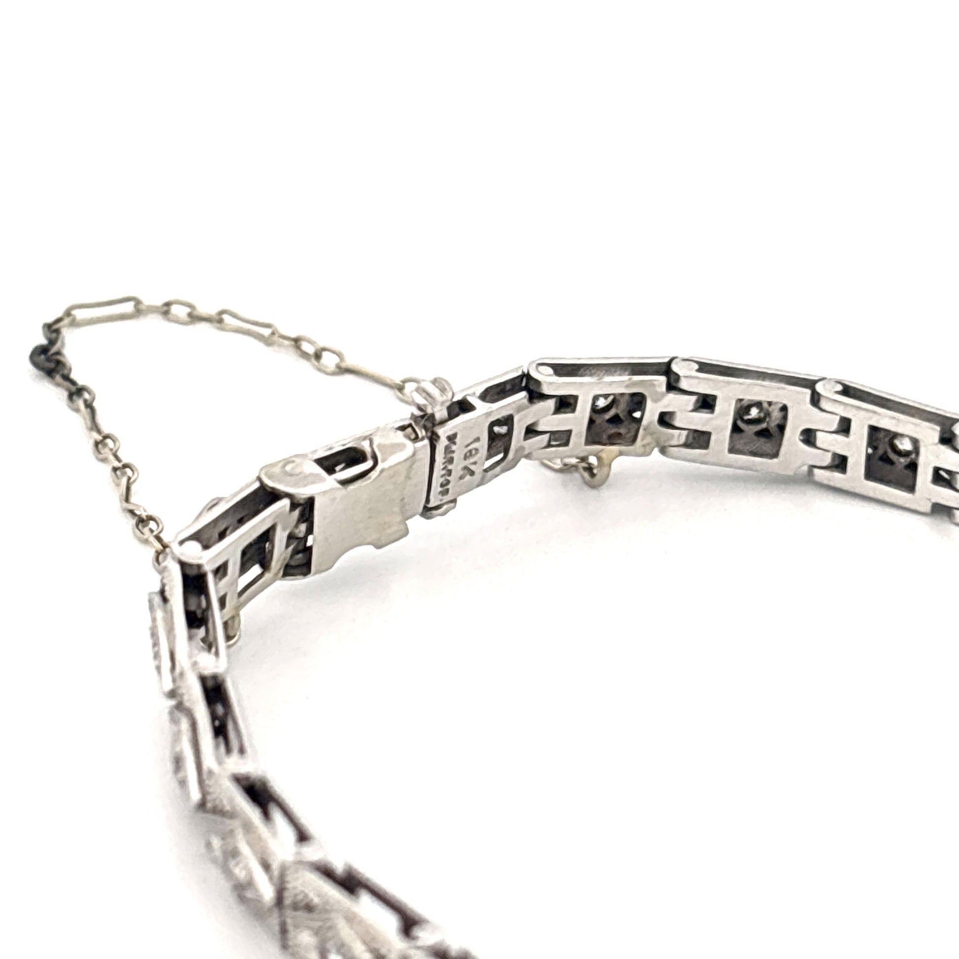 1920s-40s 18K White Gold and Plat. Top Diamond .70 and Sapphire .20 Bracelet