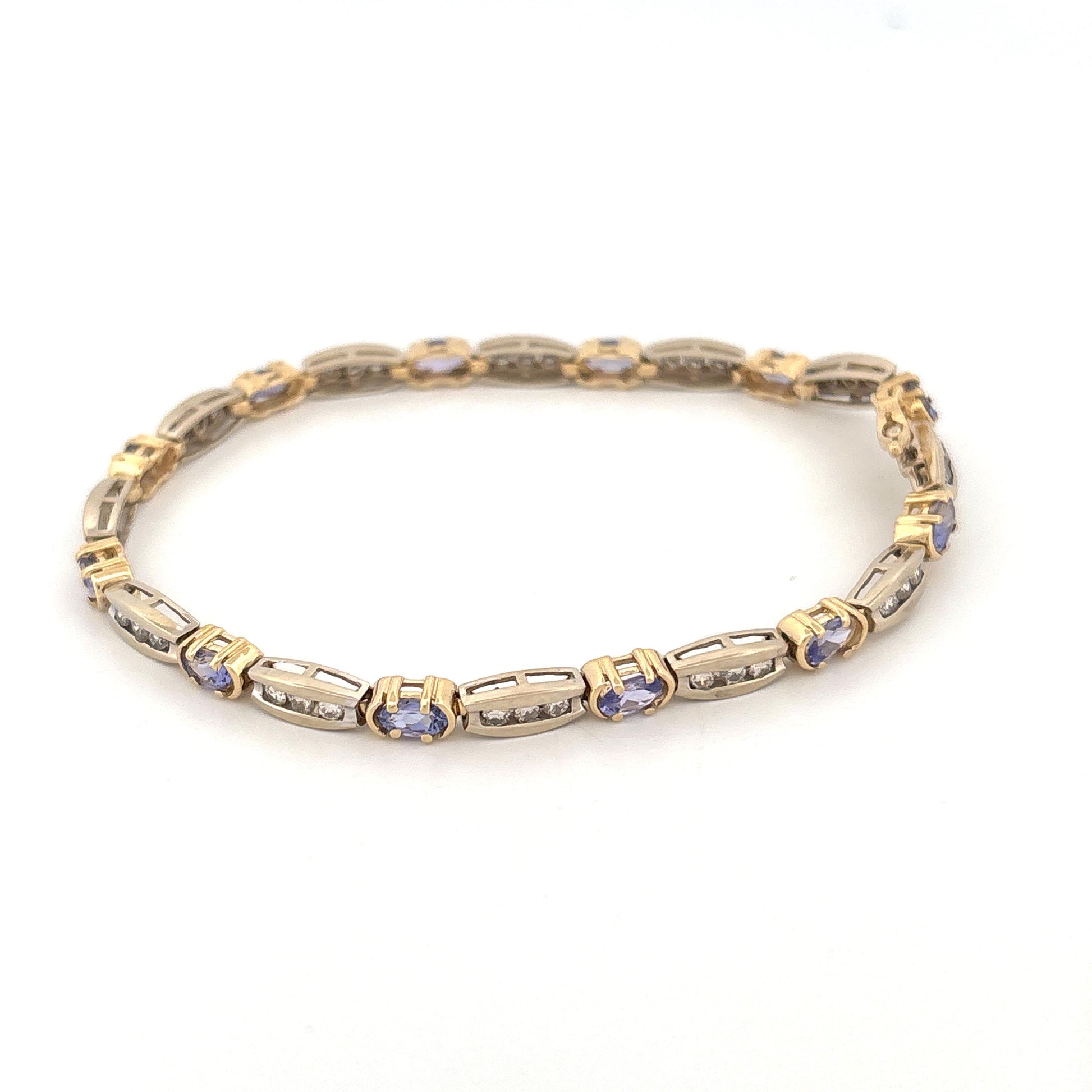 14K Two Tone Diamond & Tanzanite Bracelet