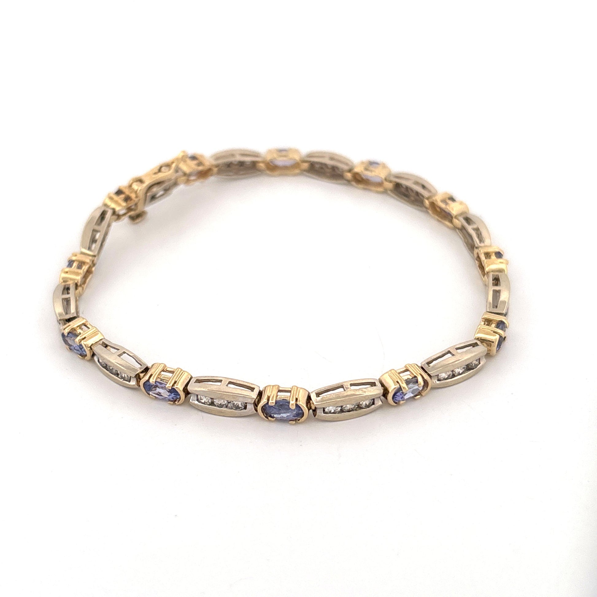 14K Two Tone Diamond & Tanzanite Bracelet