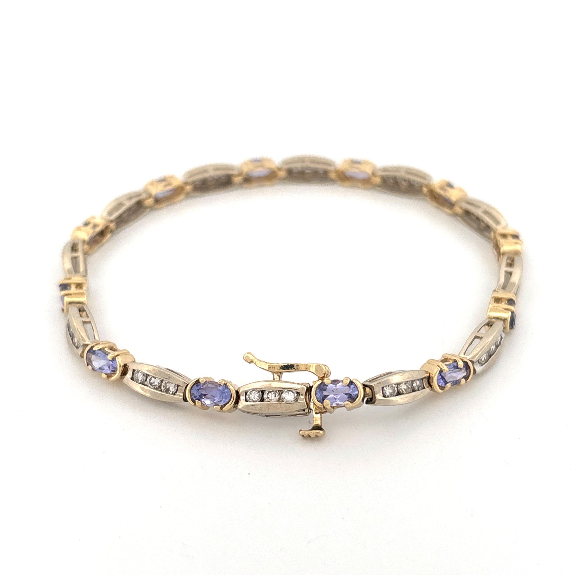 14K Two Tone Diamond & Tanzanite Bracelet