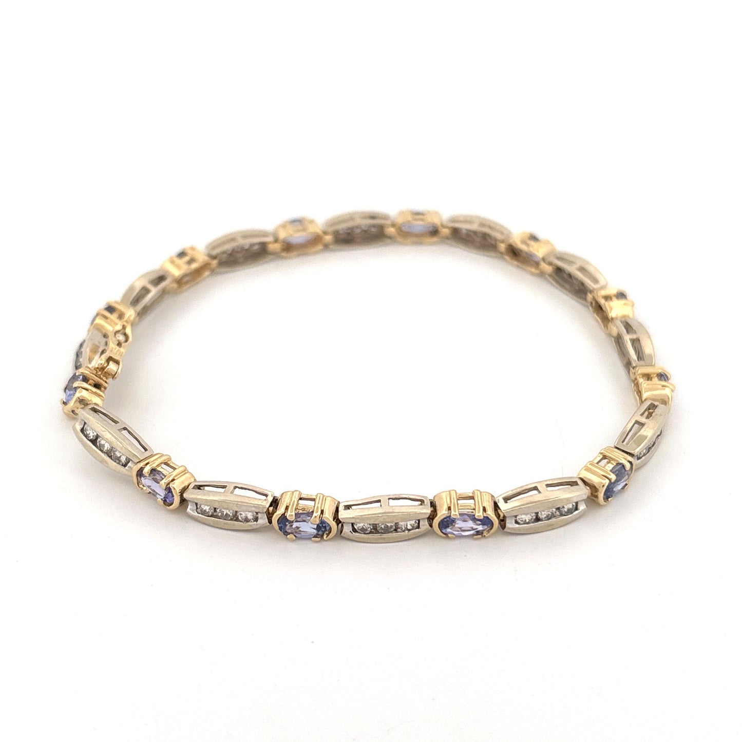 14K Two Tone Diamond & Tanzanite Bracelet