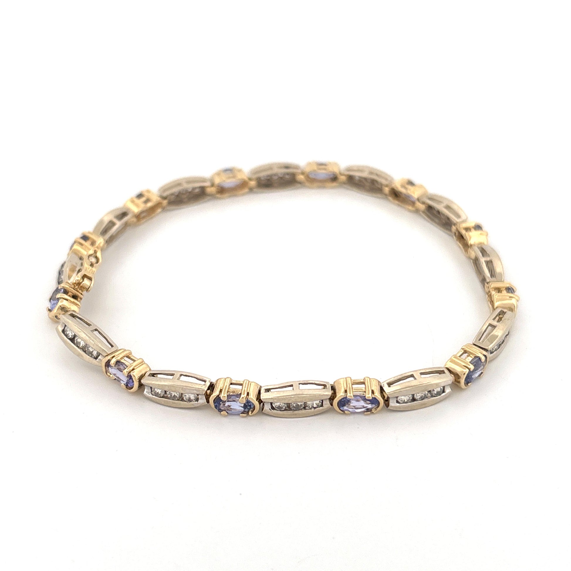 14K Two Tone Diamond & Tanzanite Bracelet
