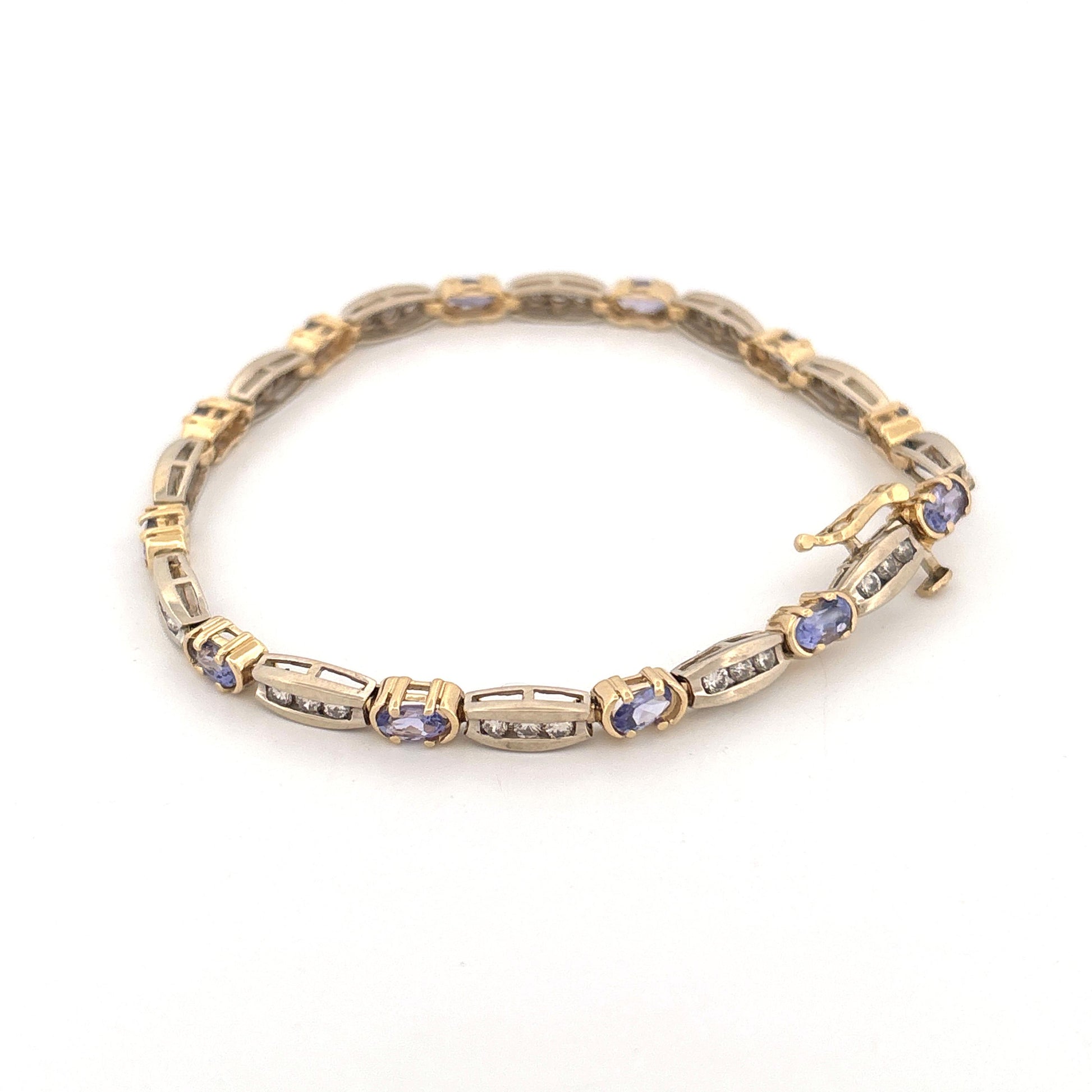 14K Two Tone Diamond & Tanzanite Bracelet