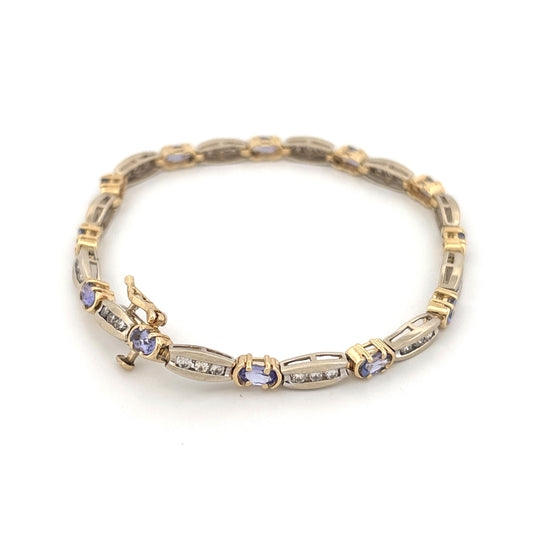 14K Two Tone Diamond & Tanzanite Bracelet