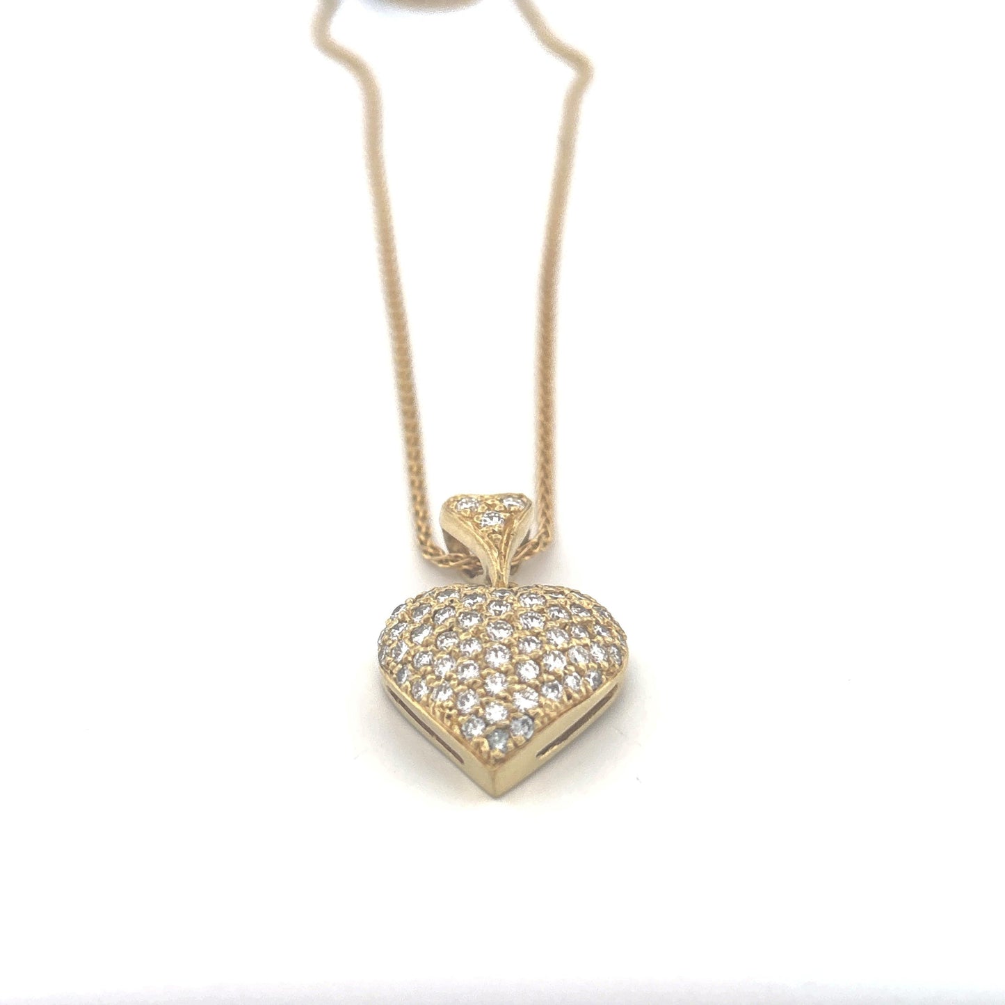 18K Yellow Gold Diamond Pave Necklace on a Rope Chain