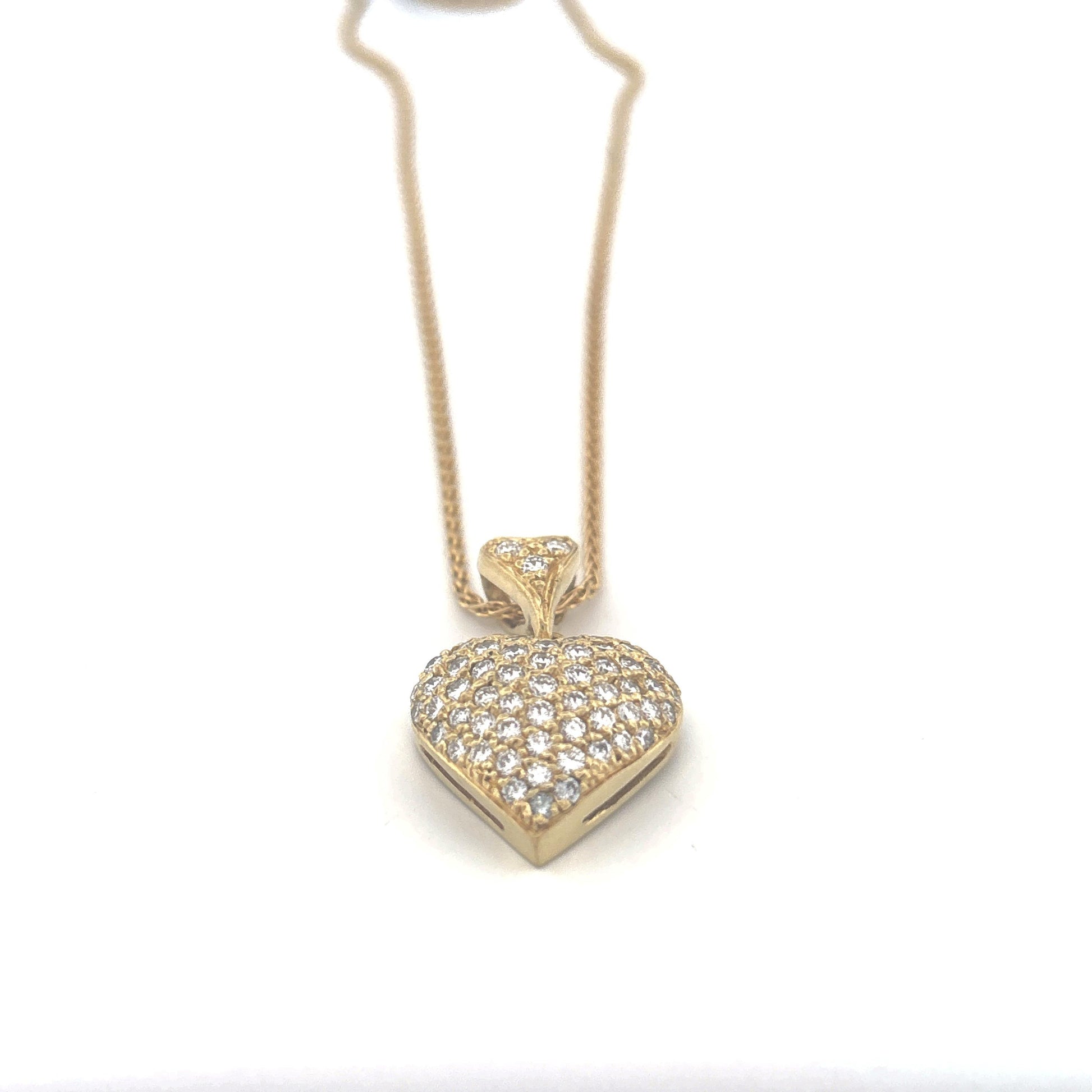 18K Yellow Gold Diamond Pave Necklace on a Rope Chain