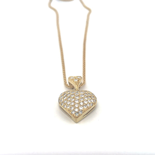 18K Yellow Gold Diamond Pave Necklace on a Rope Chain
