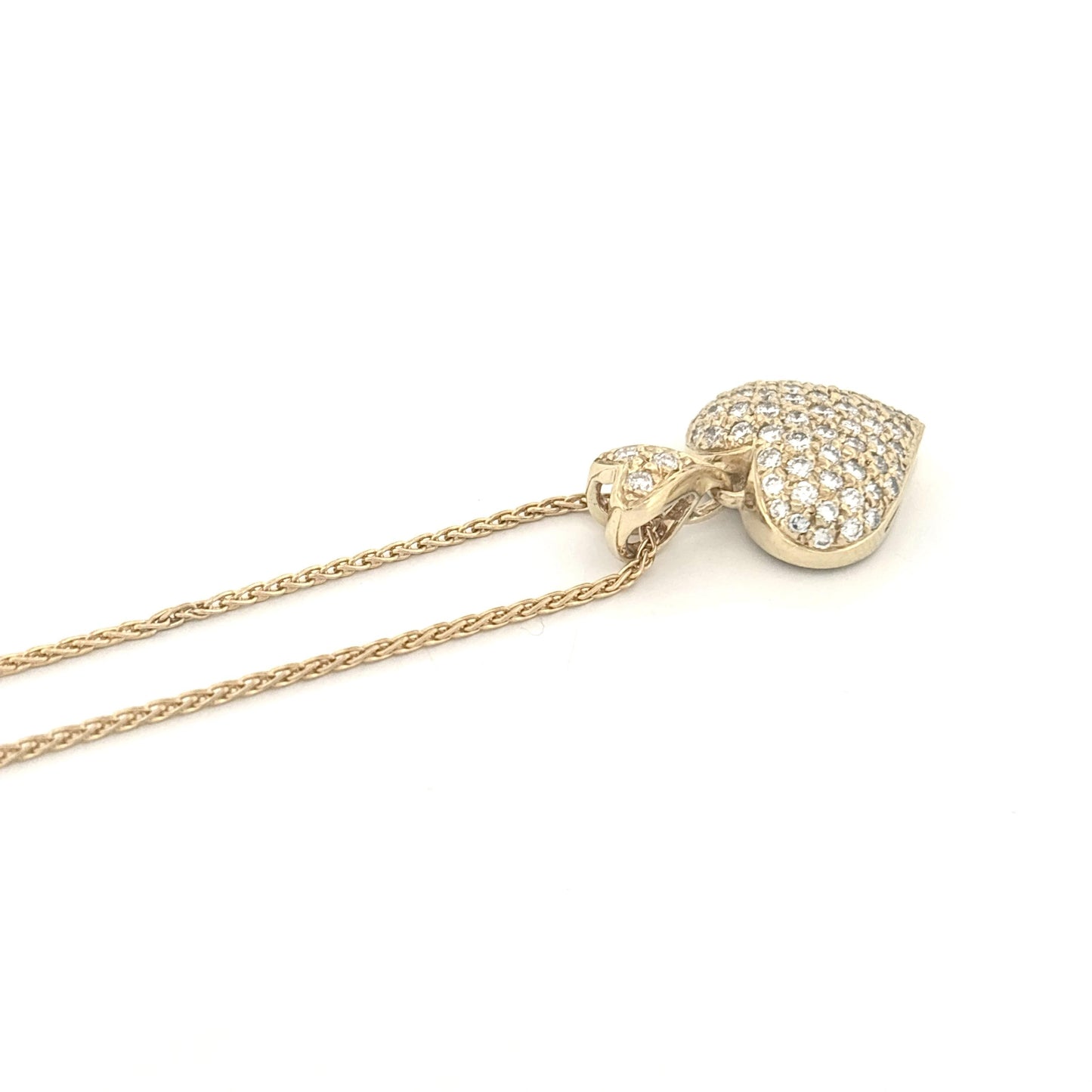 18K Yellow Gold Diamond Pave Necklace on a Rope Chain
