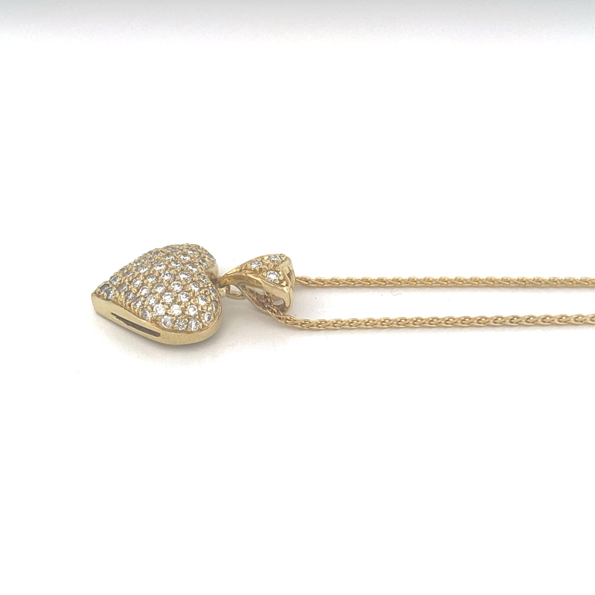 18K Yellow Gold Diamond Pave Necklace on a Rope Chain