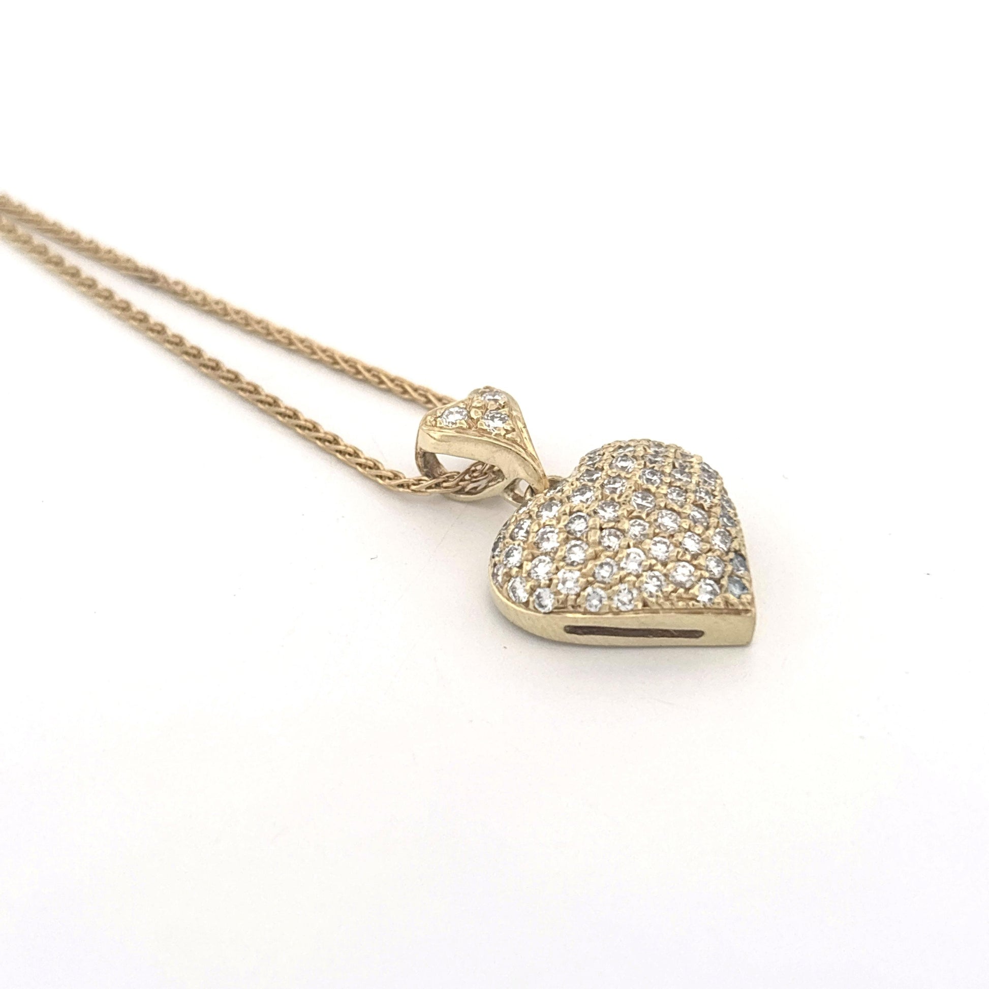 18K Yellow Gold Diamond Pave Necklace on a Rope Chain