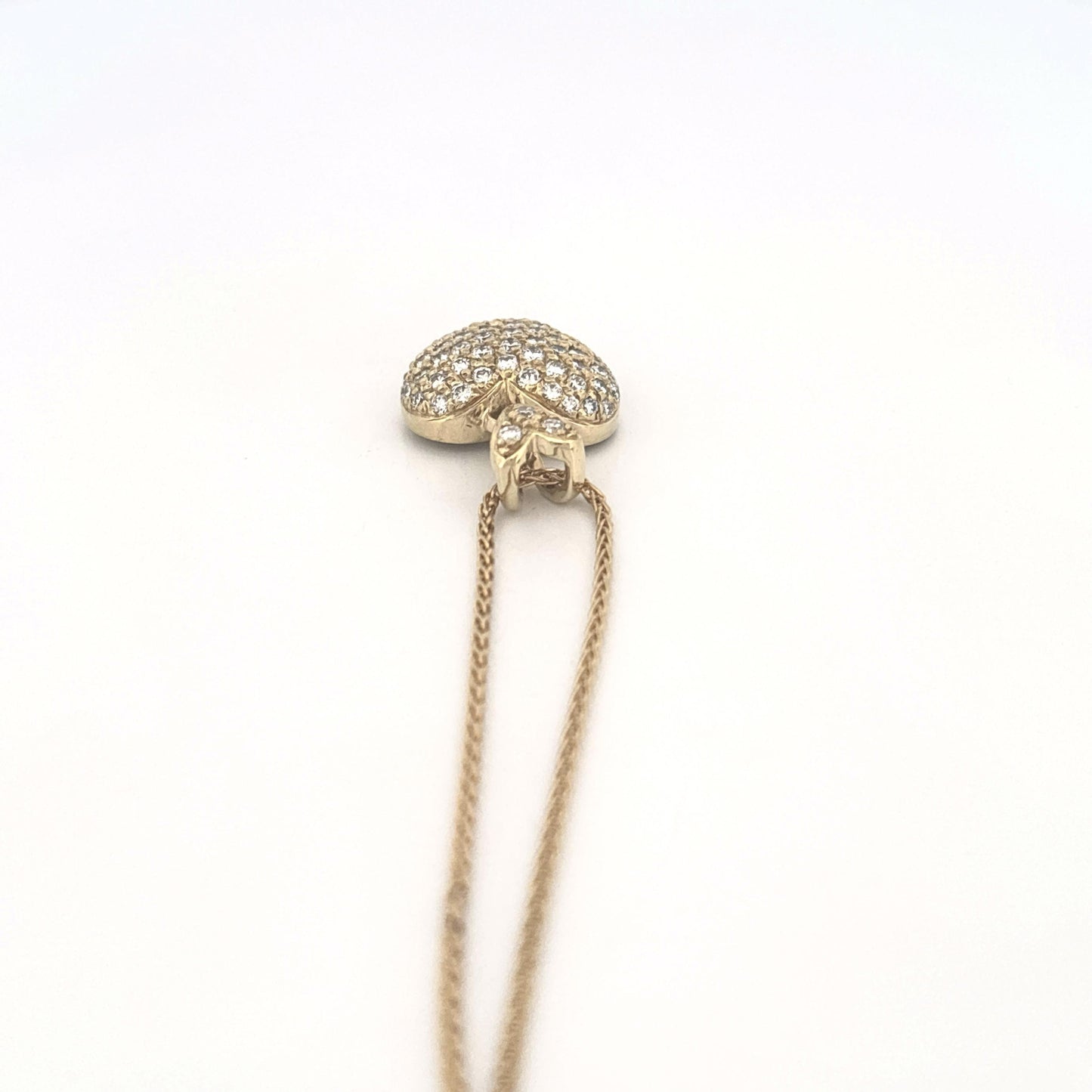 18K Yellow Gold Diamond Pave Necklace on a Rope Chain