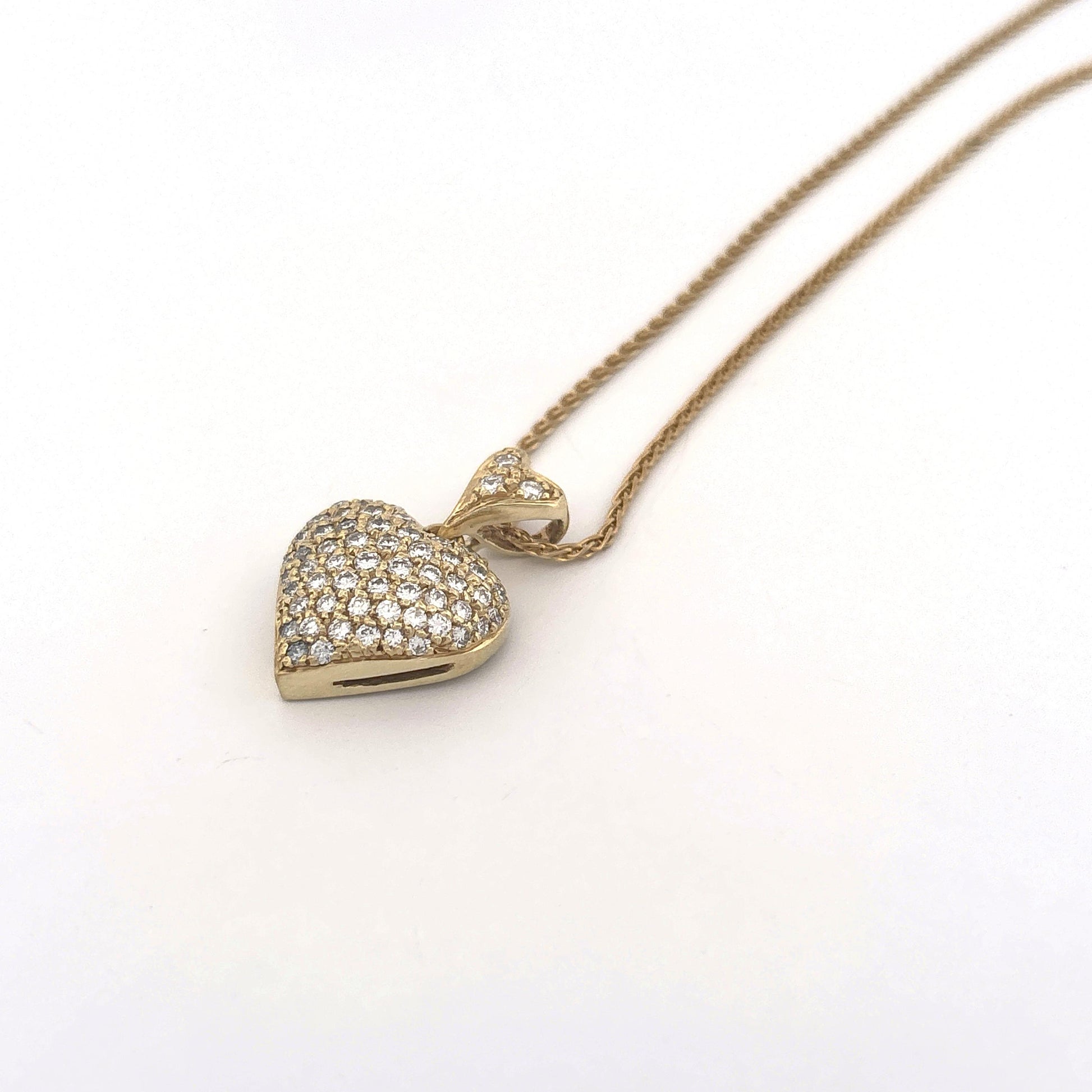 18K Yellow Gold Diamond Pave Necklace on a Rope Chain