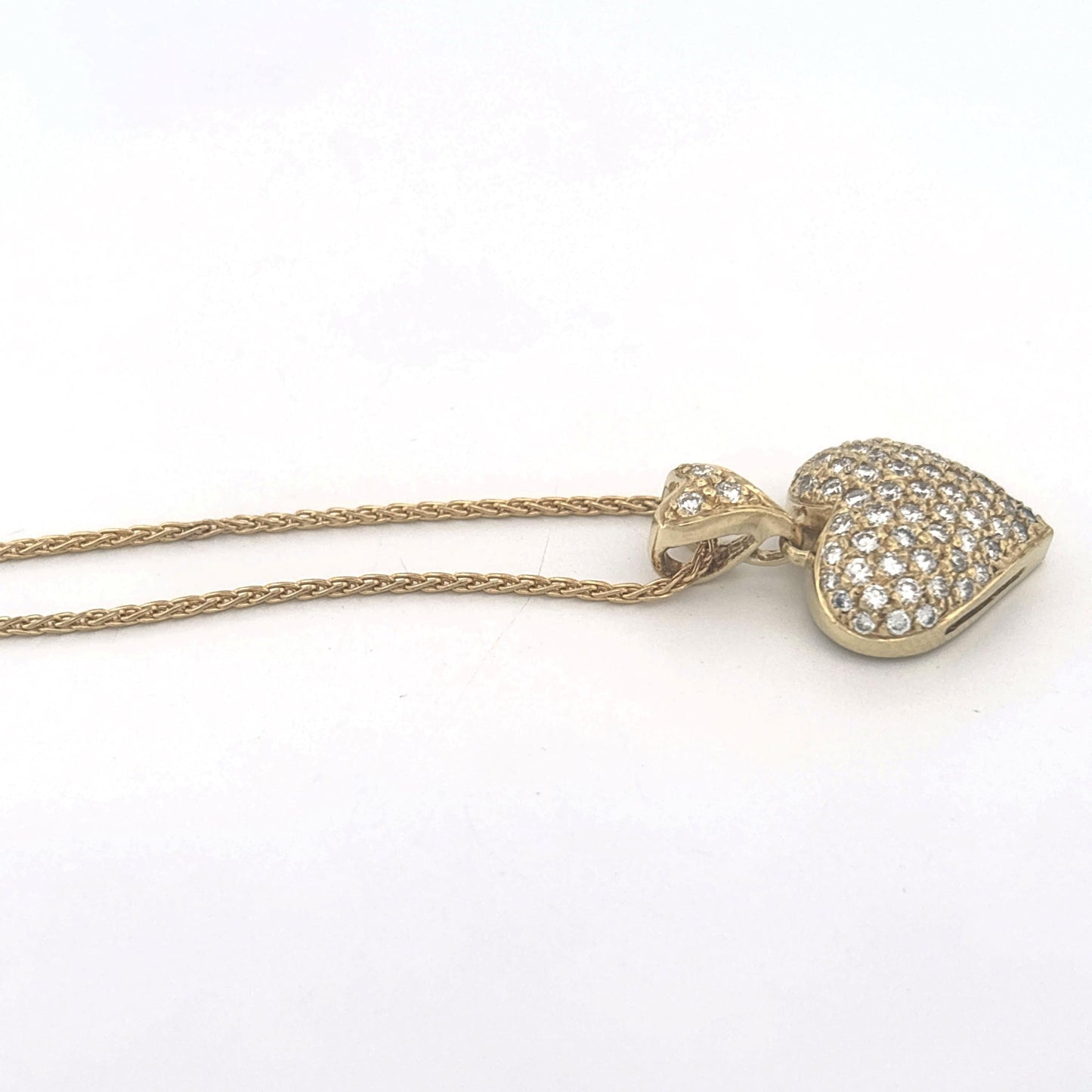 18K Yellow Gold Diamond Pave Necklace on a Rope Chain