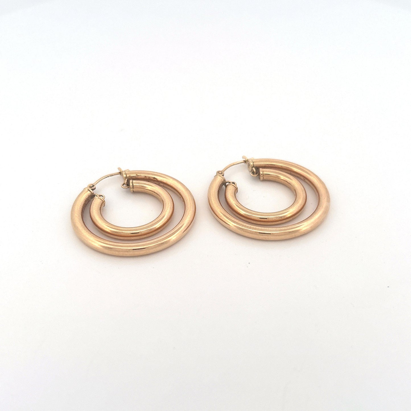 14K Yellow Gold Double Hoop Suspended Earrings