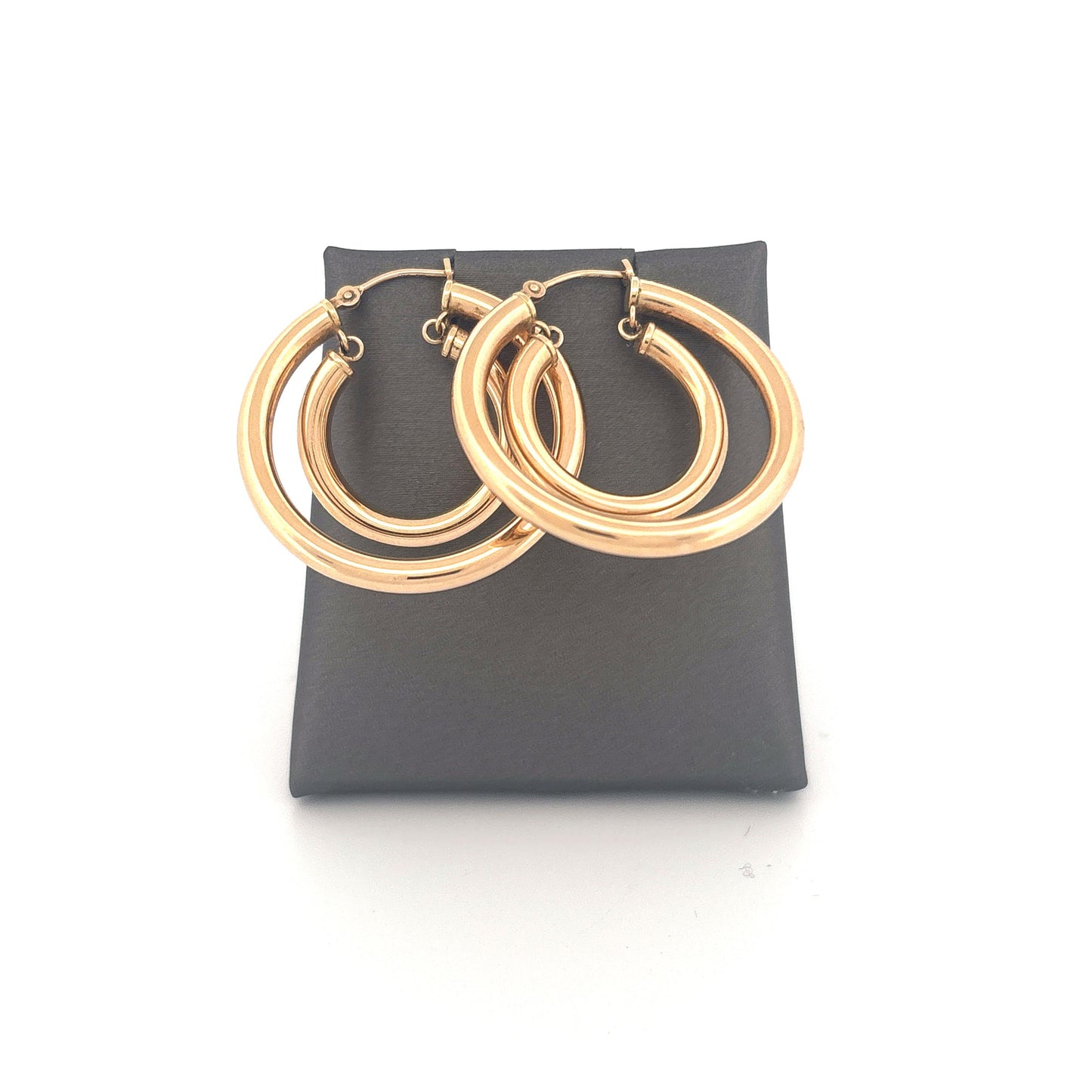 14K Yellow Gold Double Hoop Suspended Earrings