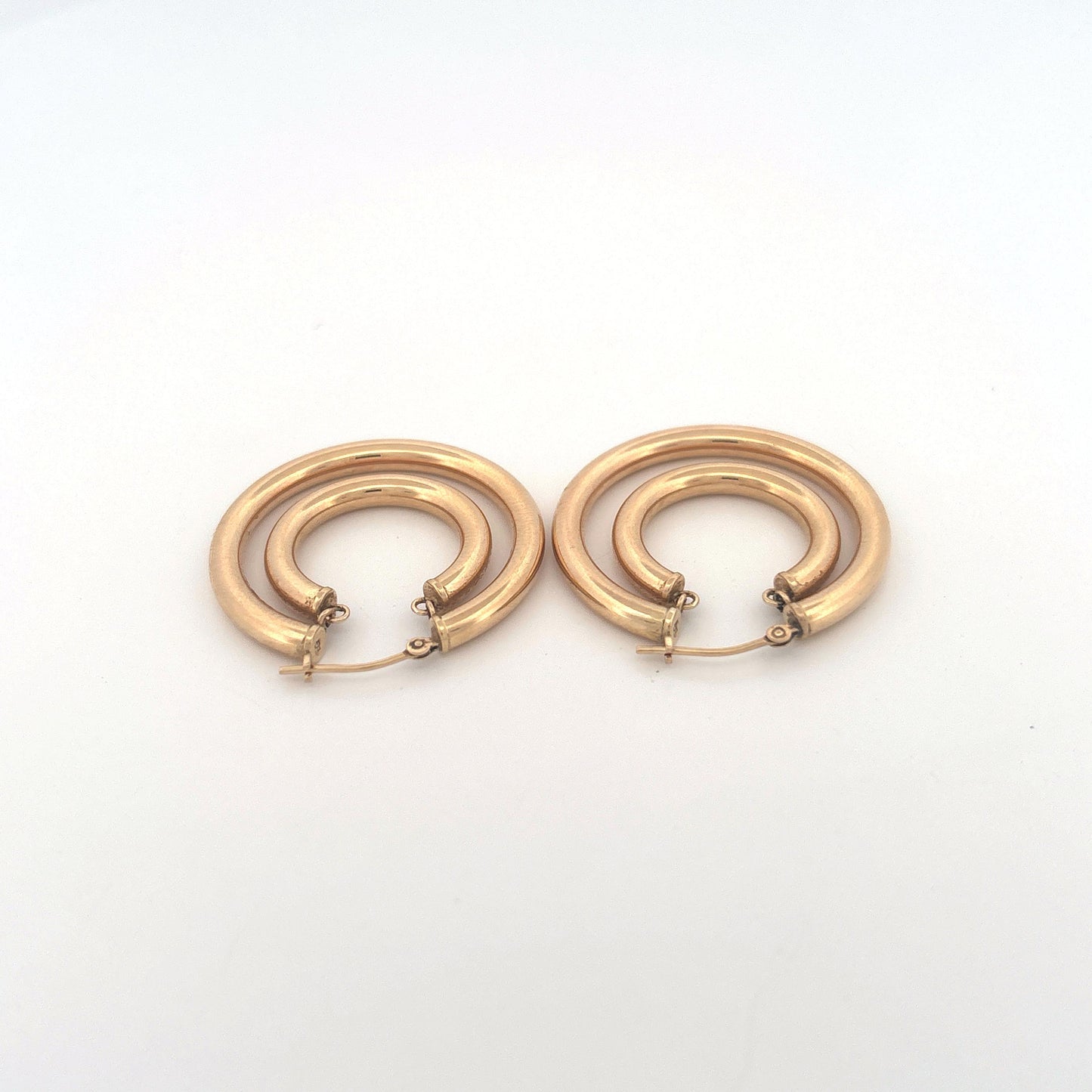 14K Yellow Gold Double Hoop Suspended Earrings