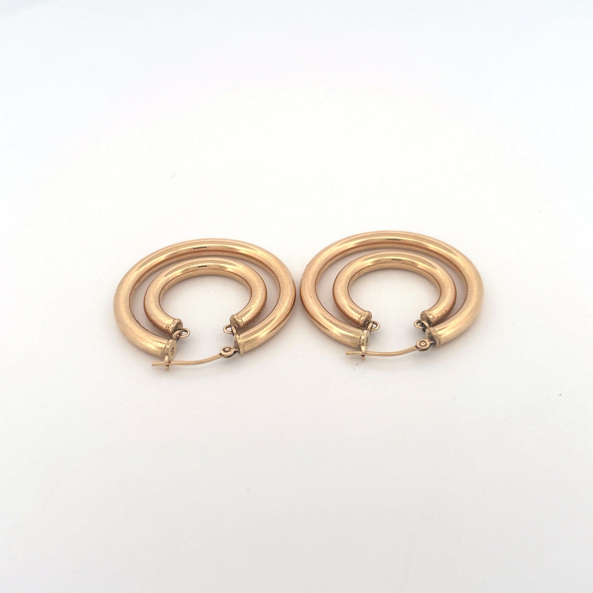 14K Yellow Gold Double Hoop Suspended Earrings