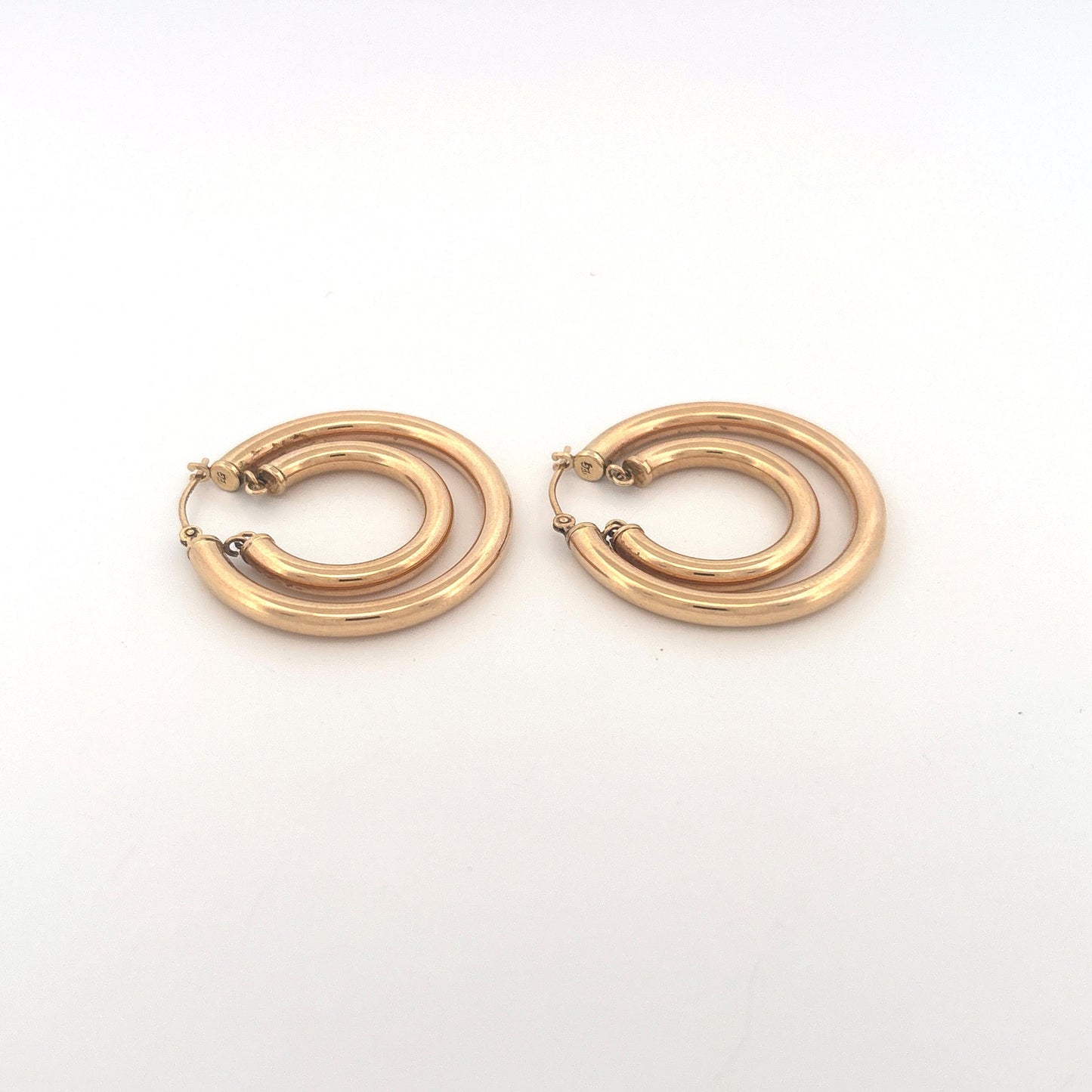 14K Yellow Gold Double Hoop Suspended Earrings