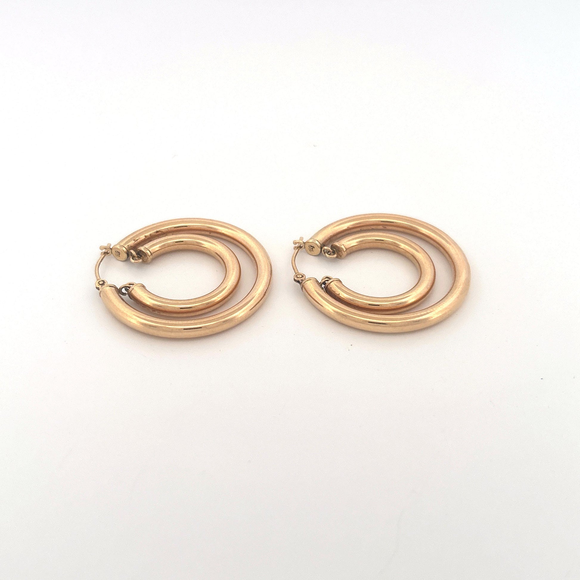14K Yellow Gold Double Hoop Suspended Earrings