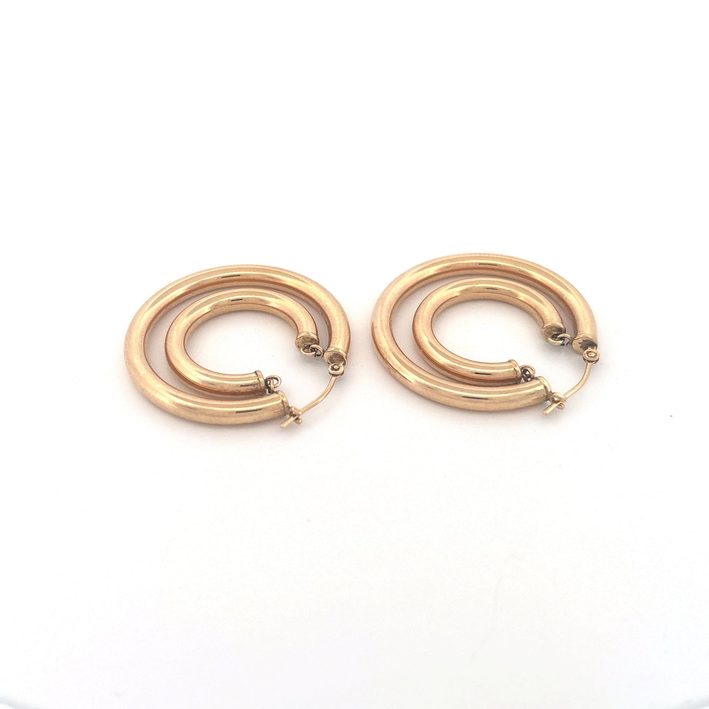 14K Yellow Gold Double Hoop Suspended Earrings