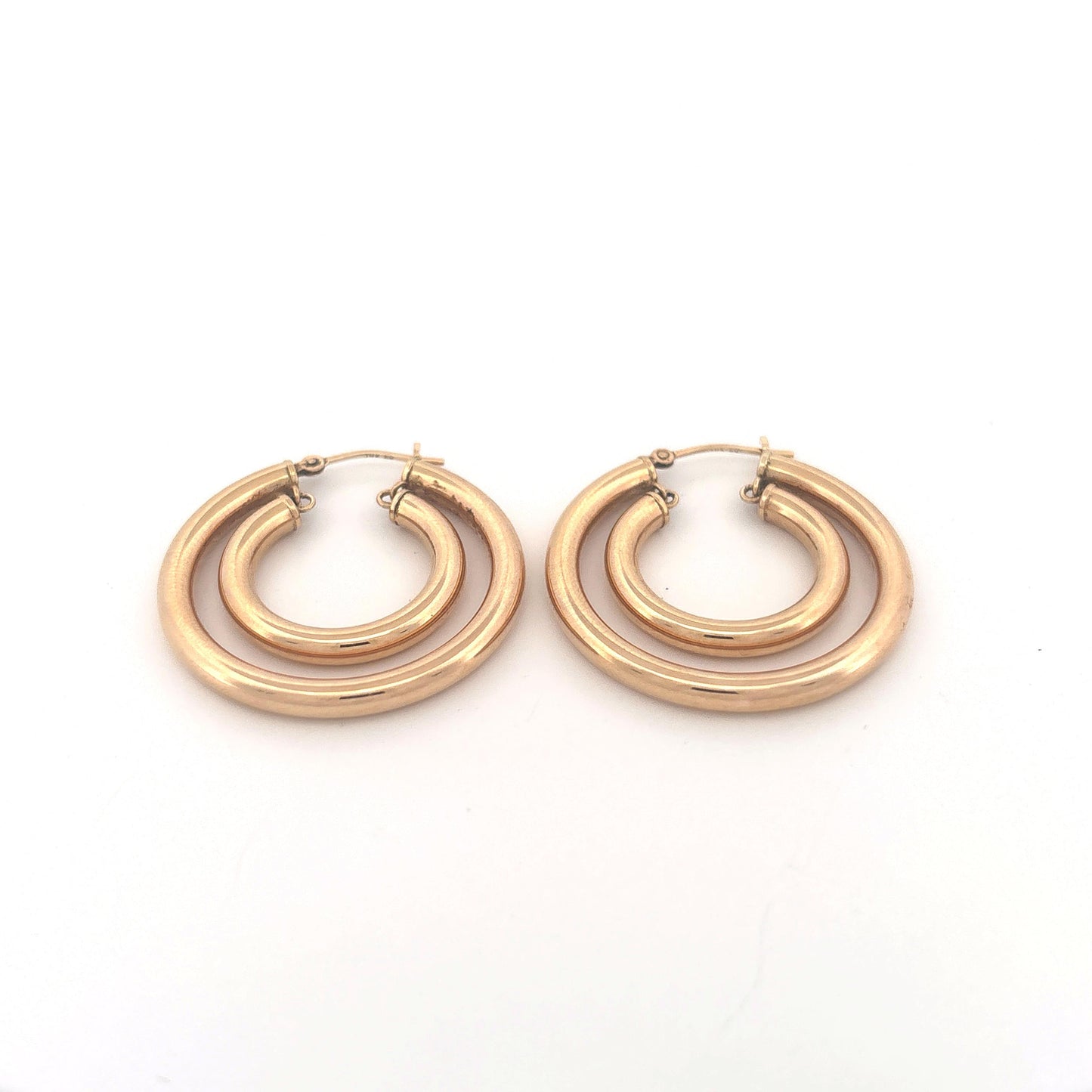 14K Yellow Gold Double Hoop Suspended Earrings