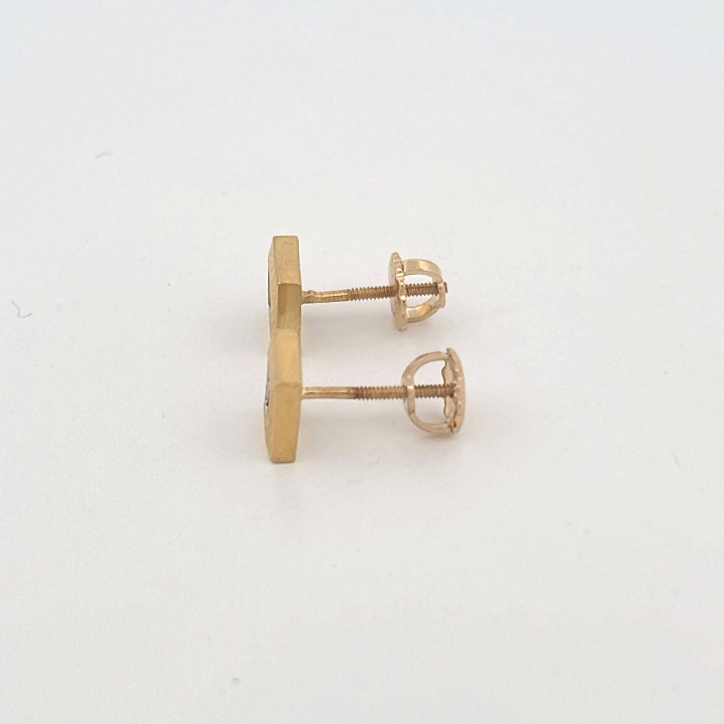 18K Yellow Gold Square Diamond Earrings 0.40 Carats