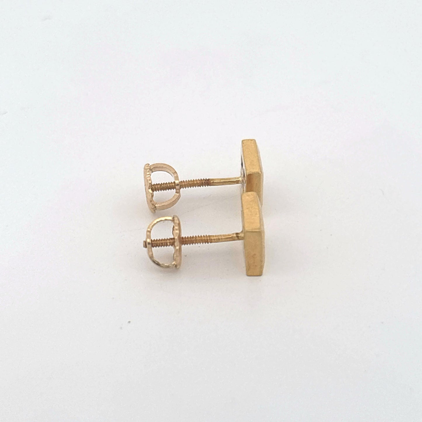 18K Yellow Gold Square Diamond Earrings 0.40 Carats