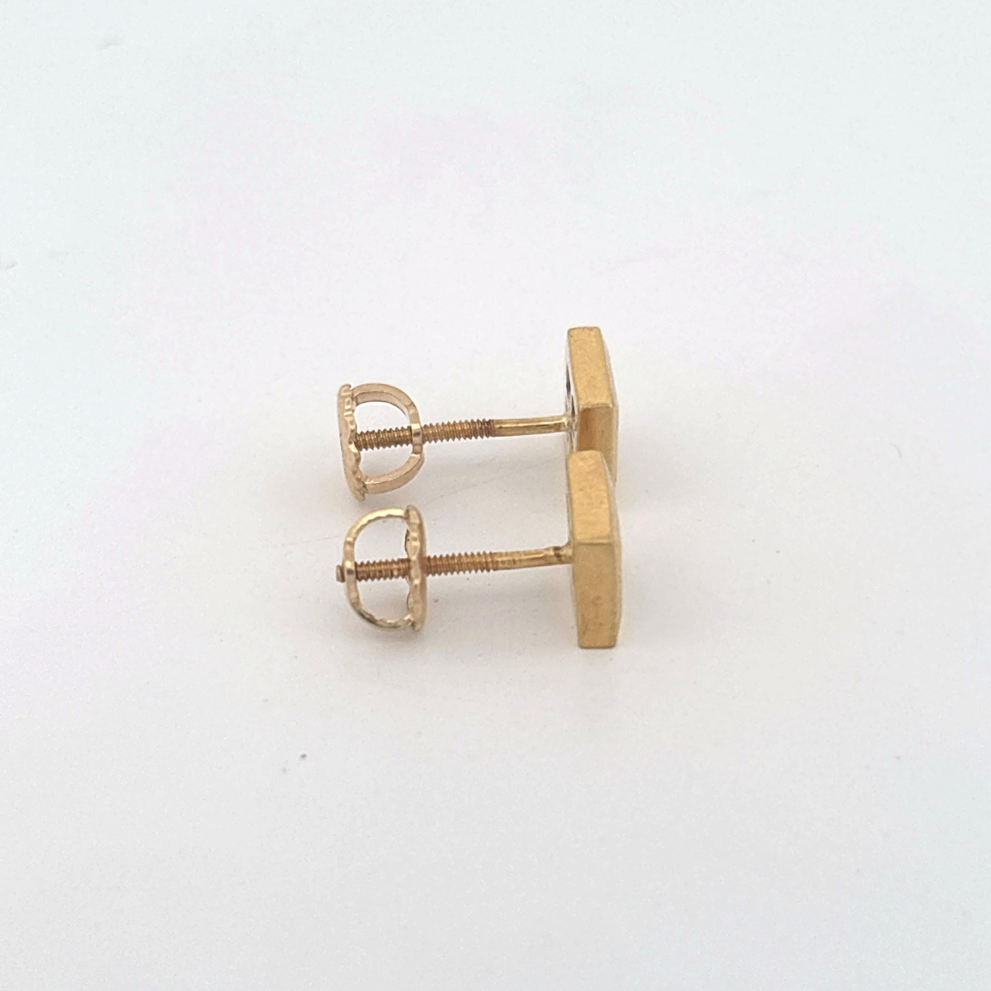 18K Yellow Gold Square Diamond Earrings 0.40 Carats