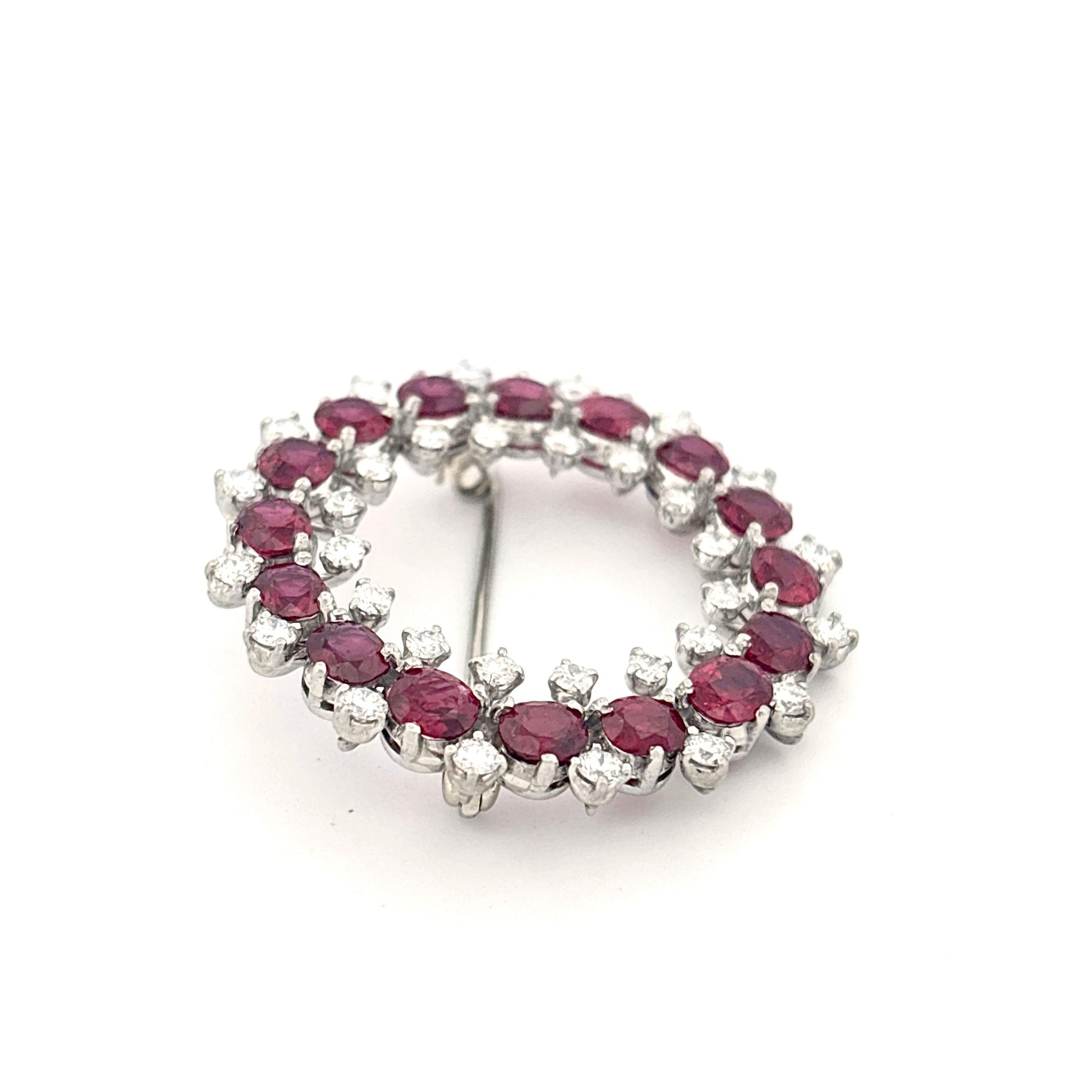 Iridium Platinum GIA Ruby and Diamond Brooch