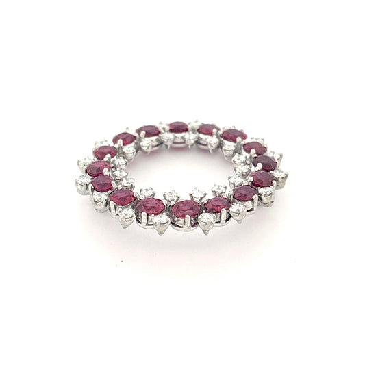 Iridium Platinum GIA Ruby and Diamond Brooch
