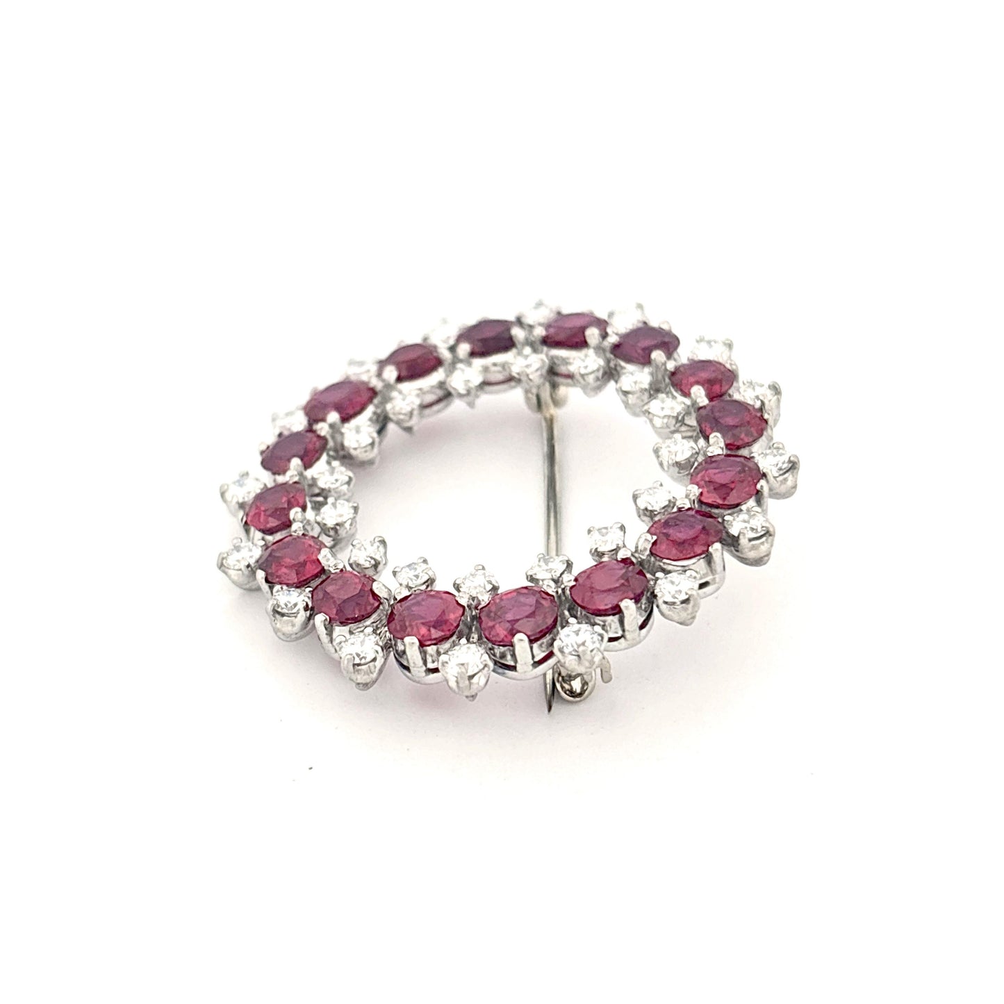 Iridium Platinum GIA Ruby and Diamond Brooch