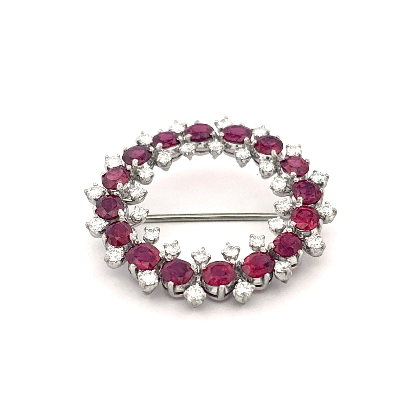Iridium Platinum GIA Ruby and Diamond Brooch