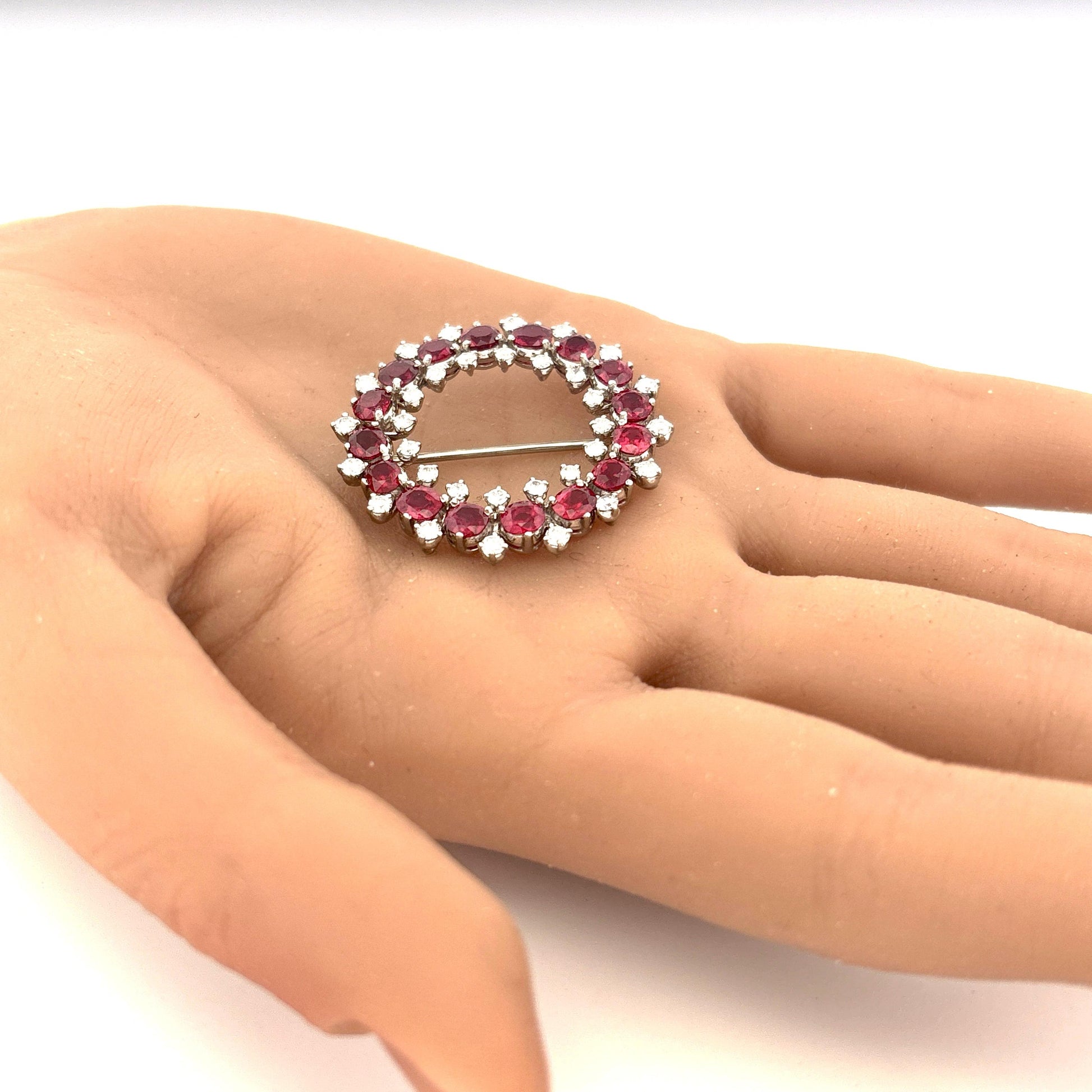 Iridium Platinum GIA Ruby and Diamond Brooch