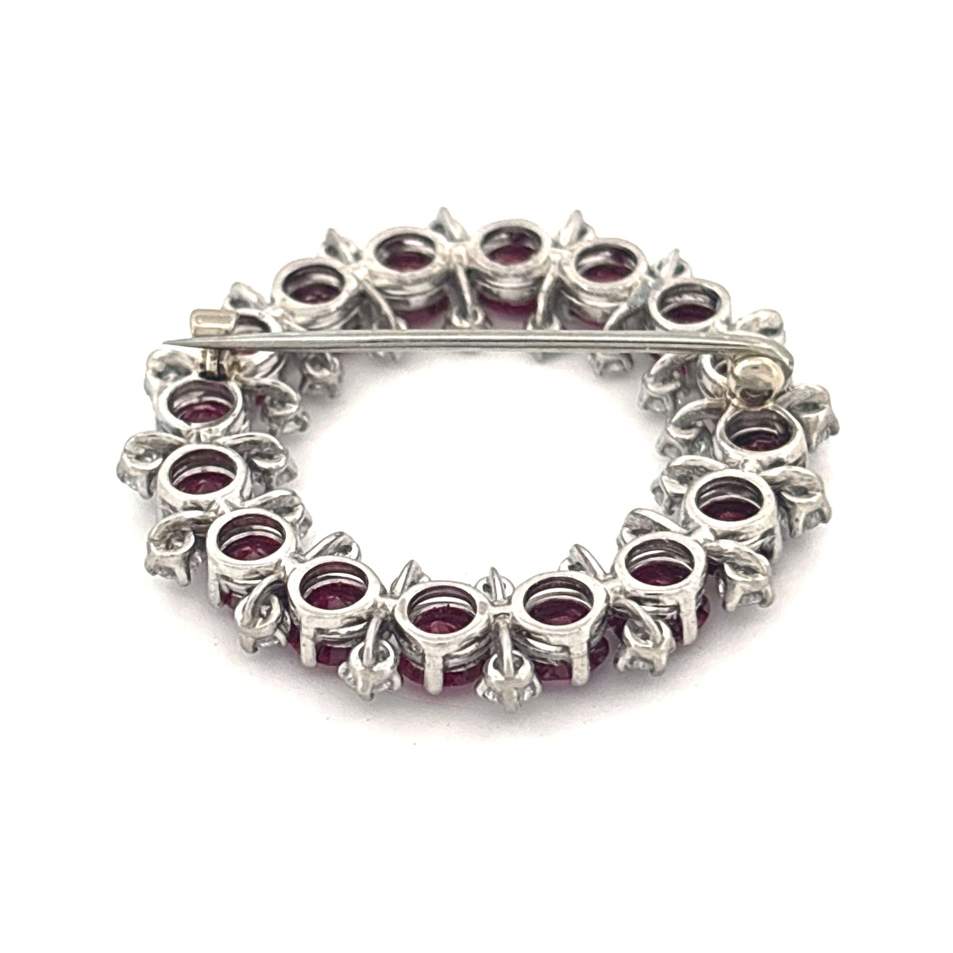 Iridium Platinum GIA Ruby and Diamond Brooch