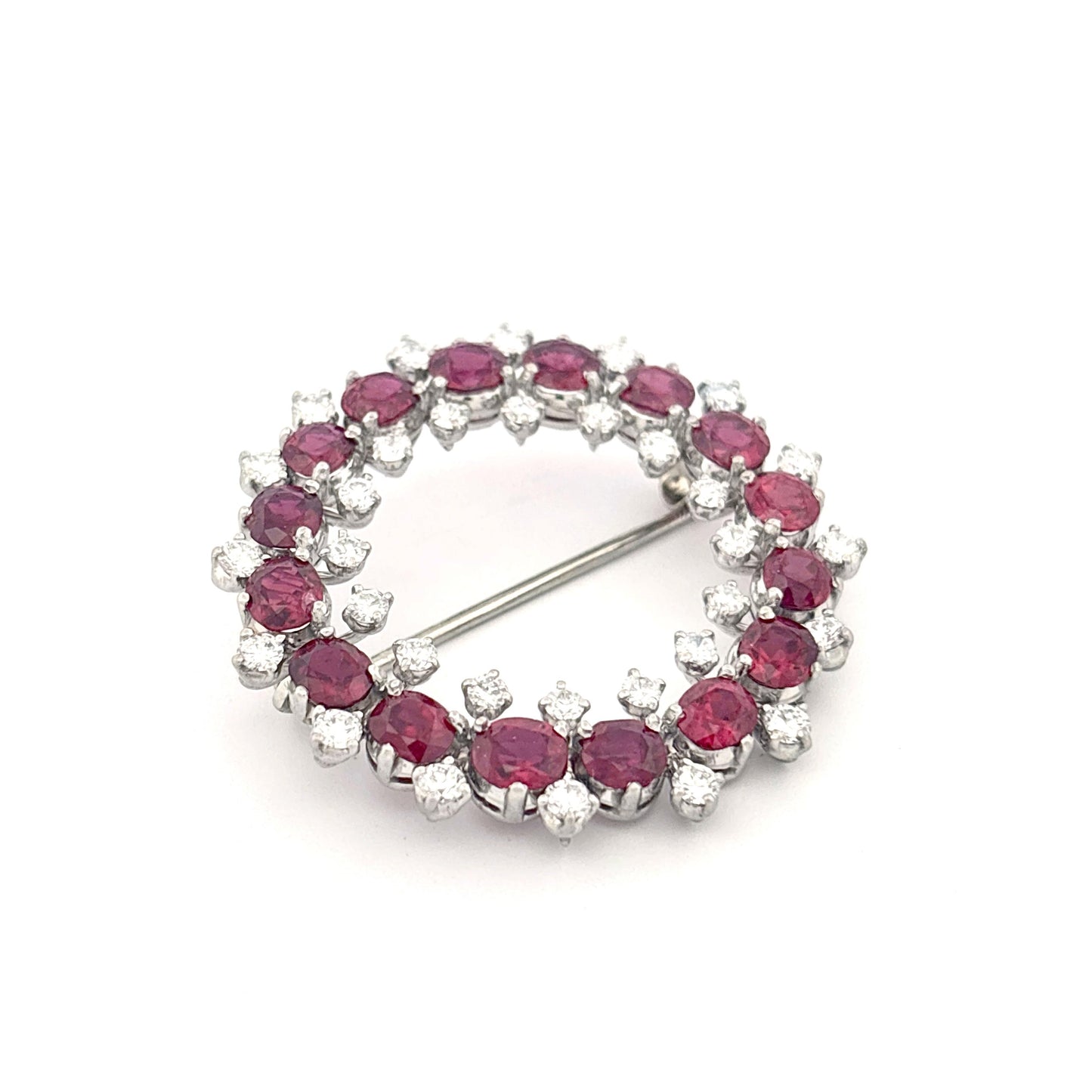 Iridium Platinum GIA Ruby and Diamond Brooch