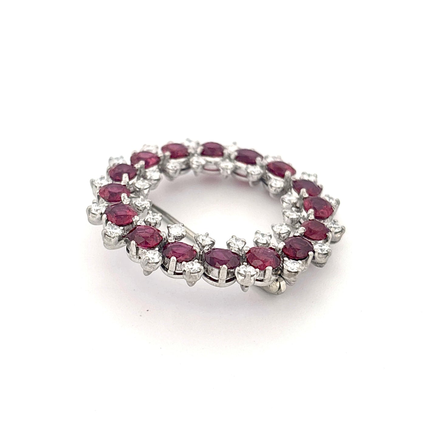 Iridium Platinum GIA Ruby and Diamond Brooch