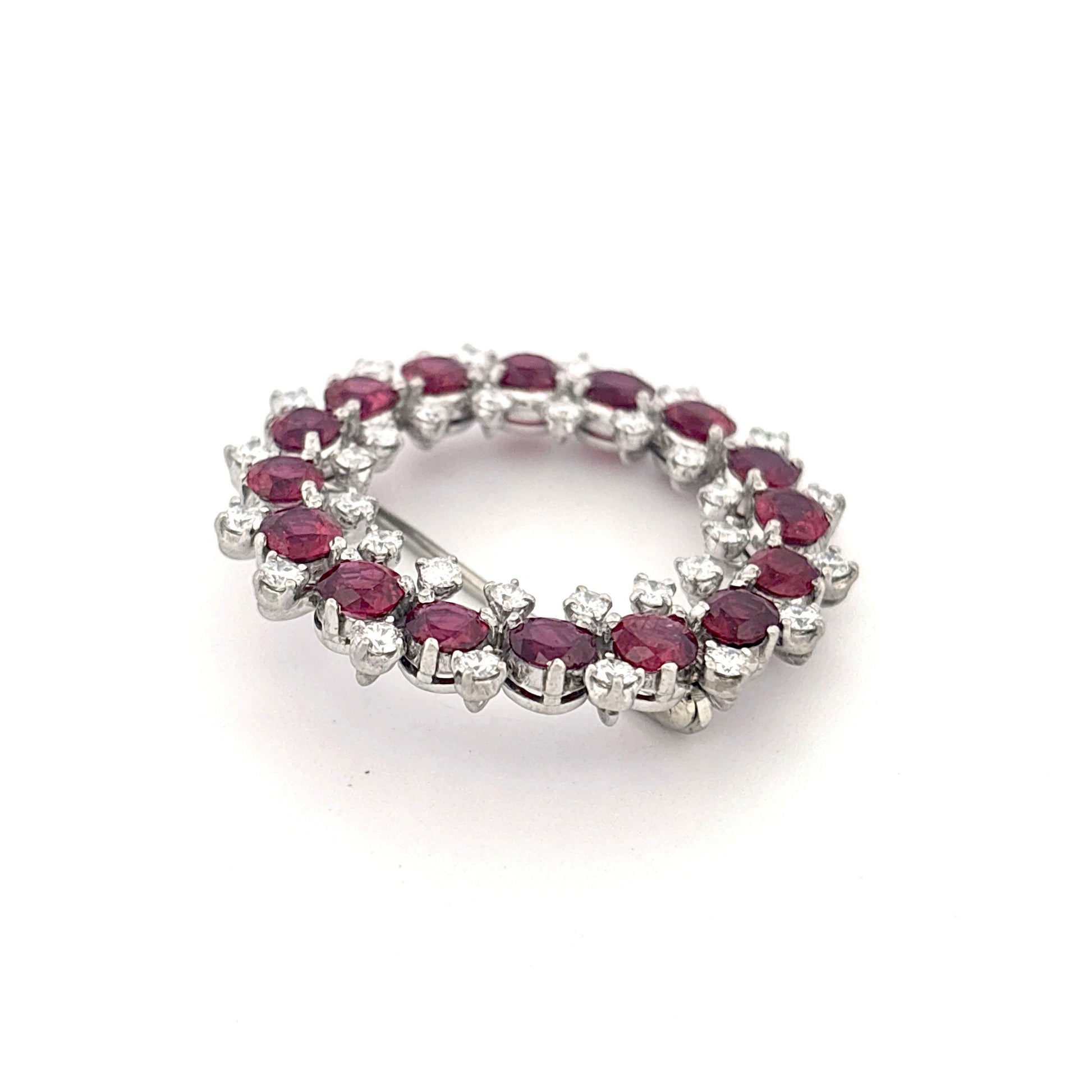Iridium Platinum GIA Ruby and Diamond Brooch