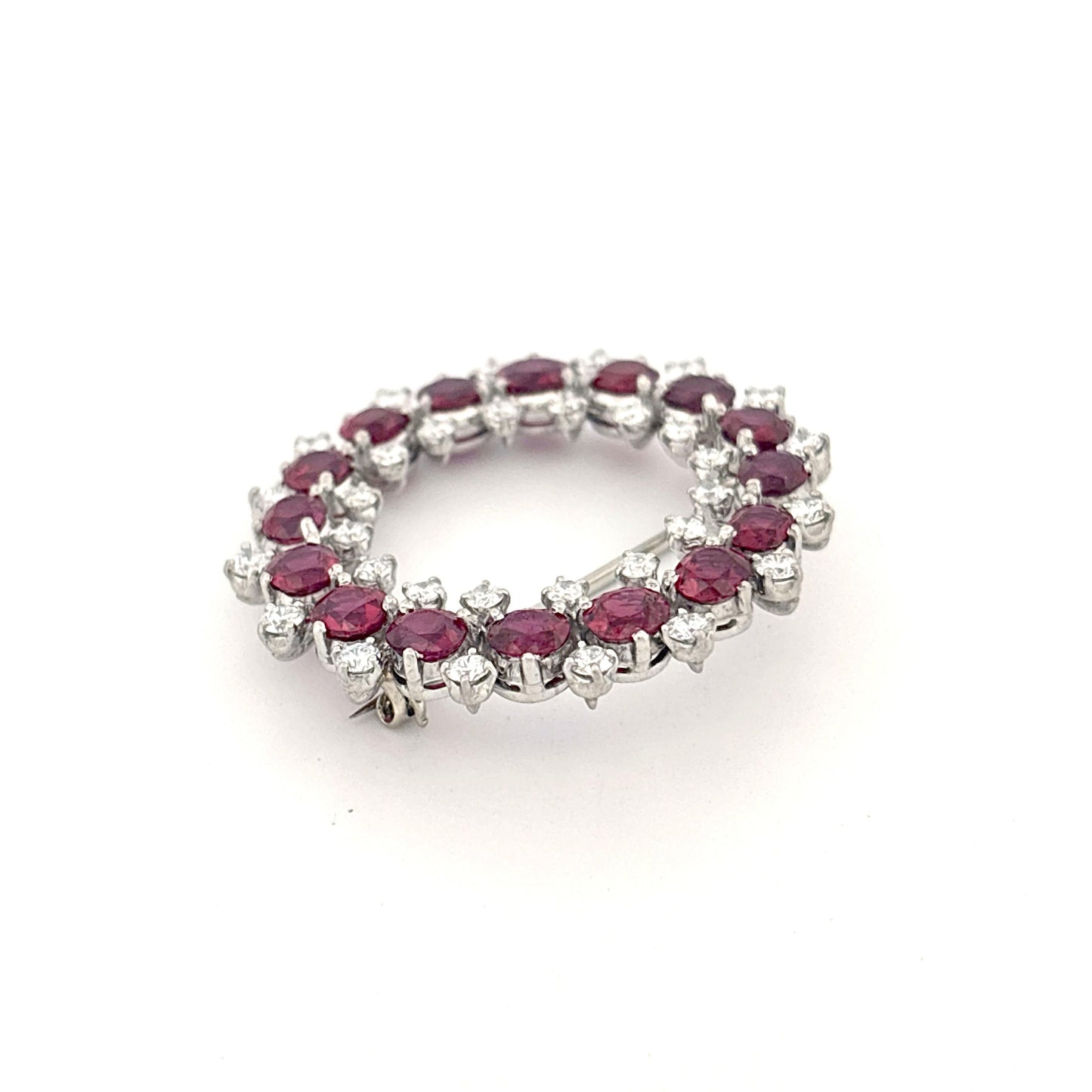 Iridium Platinum GIA Ruby and Diamond Brooch