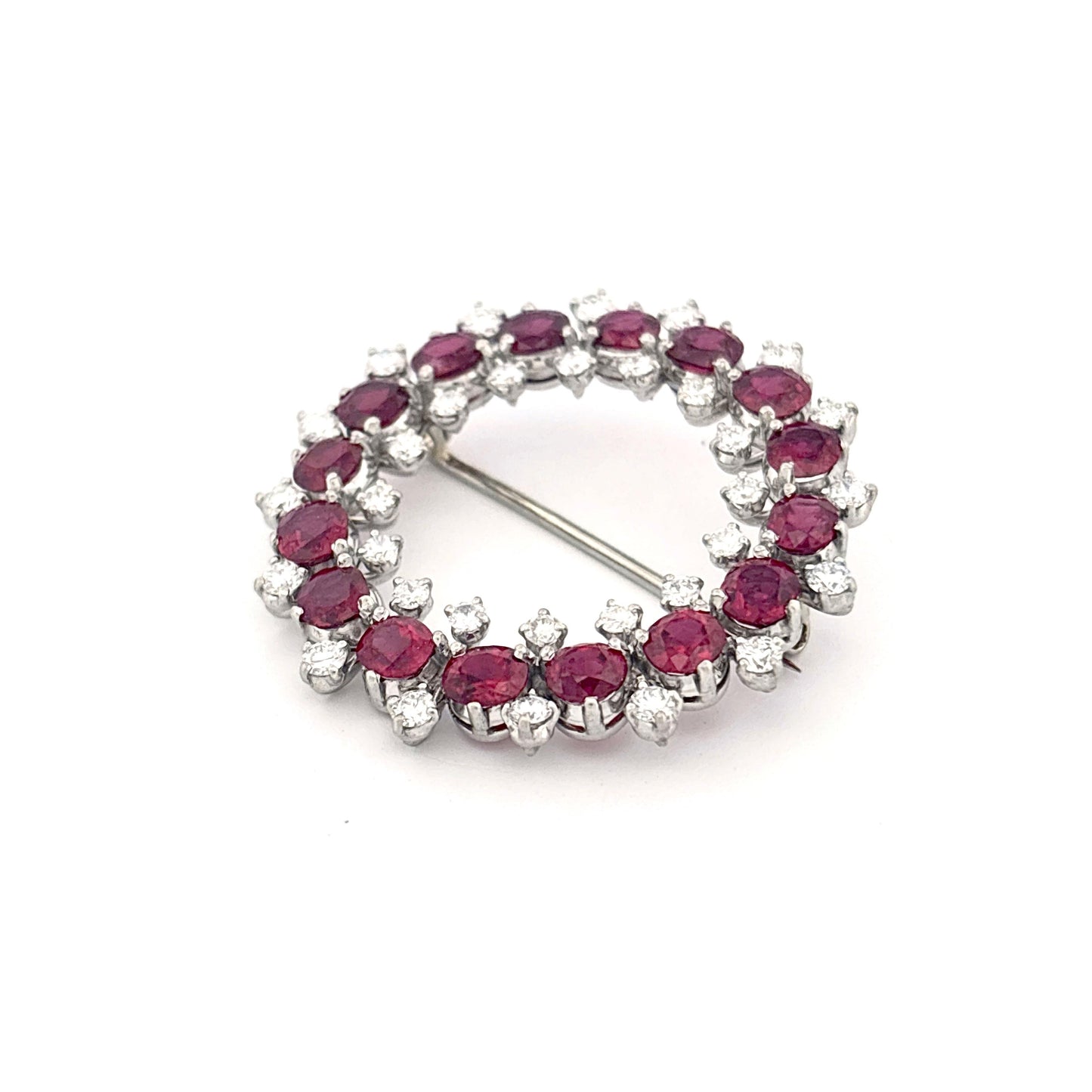 Iridium Platinum GIA Ruby and Diamond Brooch
